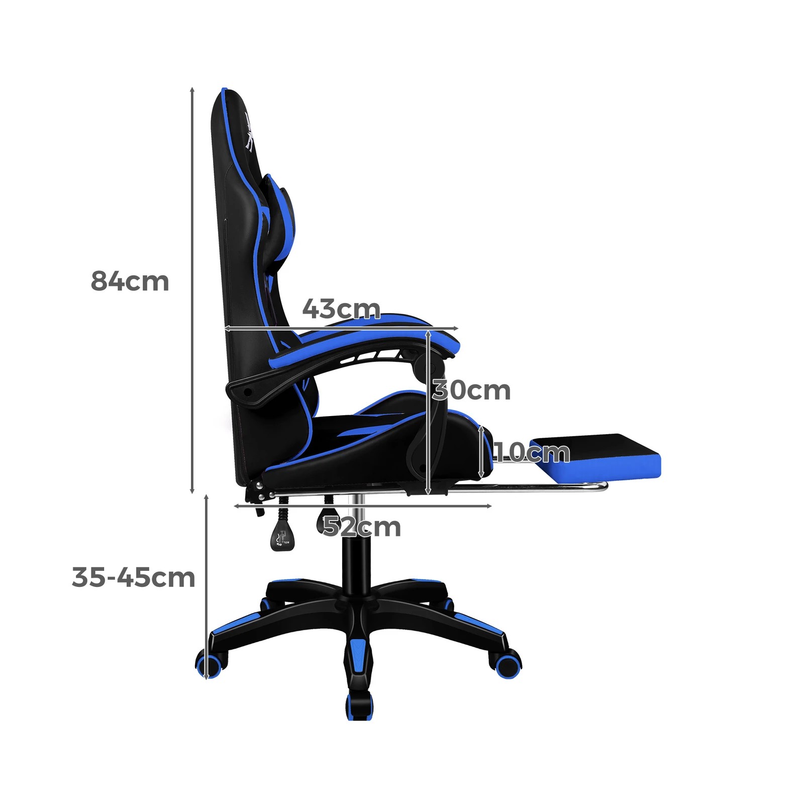 9 Alfordson Gaming Office Chair Massage Computer Footrest Leather - Blue, 9 of 10