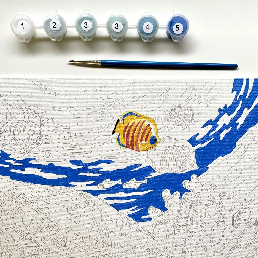 5 Reeves Paint By Numbers Set 12 x 16" Tropical Beach, 5 of 5