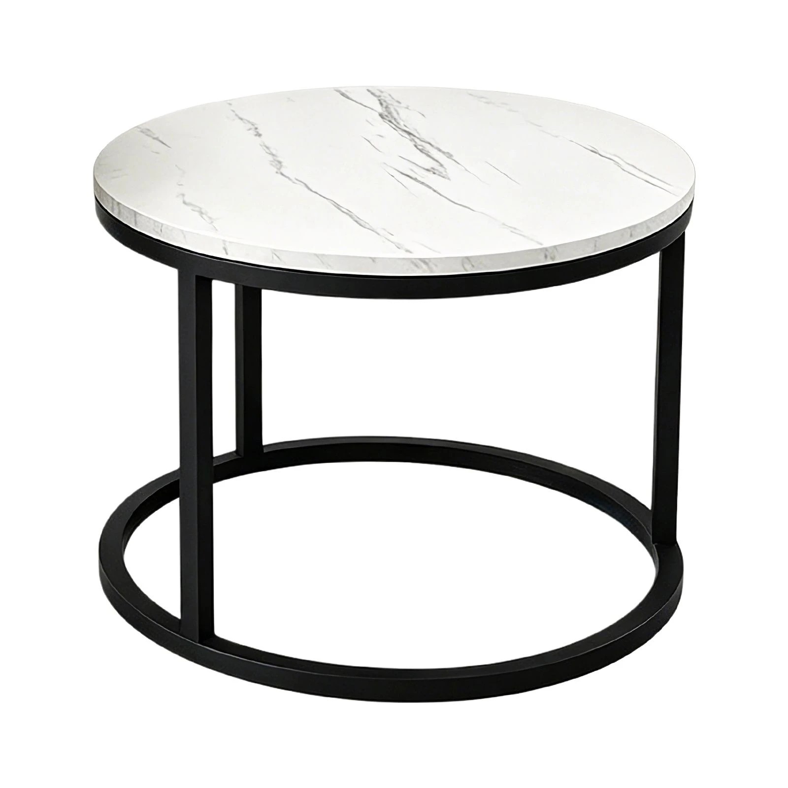 4 Ausway Round Nesting Coffee Table Set of 2 with Sturdy Steel Frames, 4 of 7