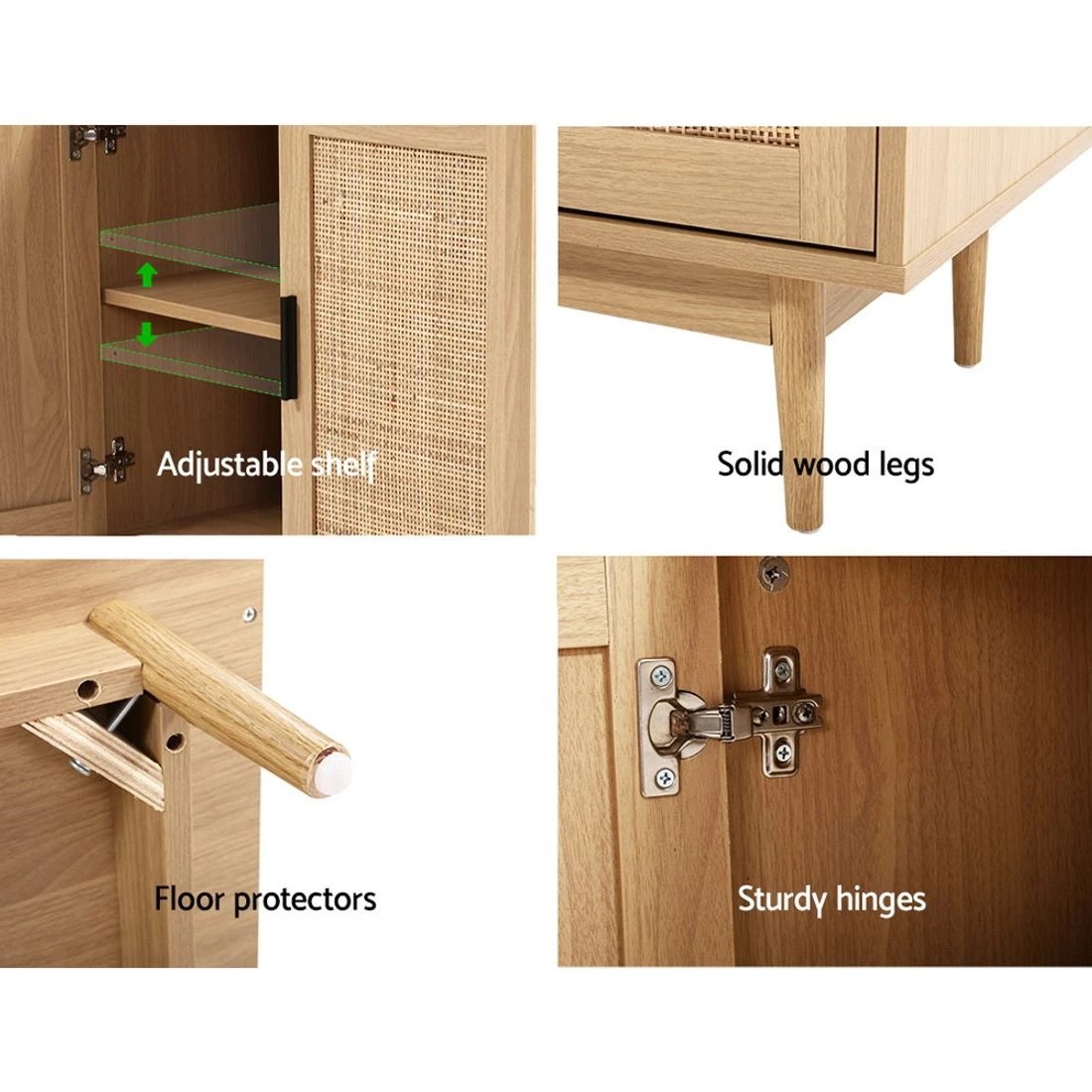 8 Artiss Rattan Buffet Sideboard 2 Doors - Natural, 8 of 8