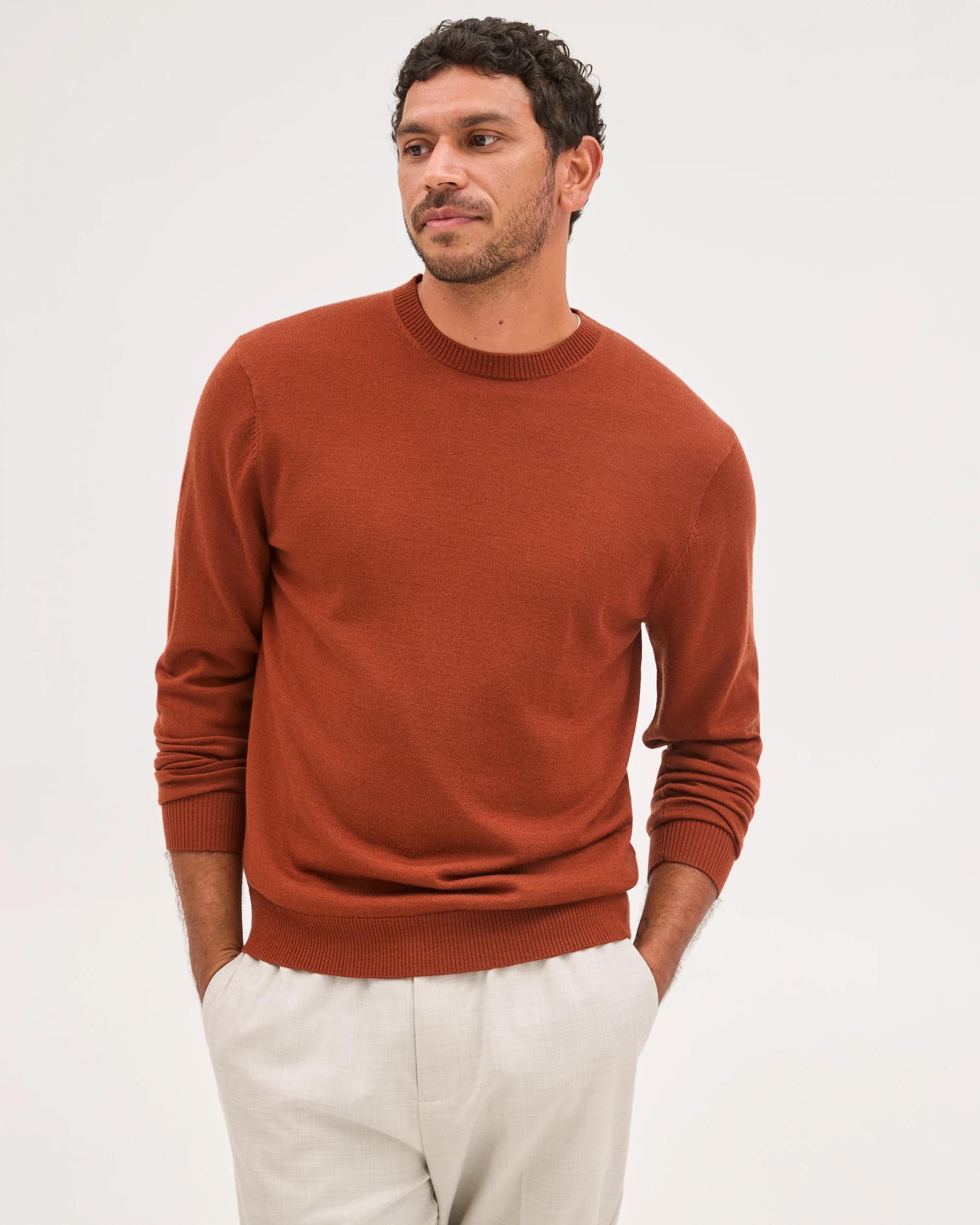 1 Preview Australian Merino Wool Knit Jumper RUST, 1 of 7