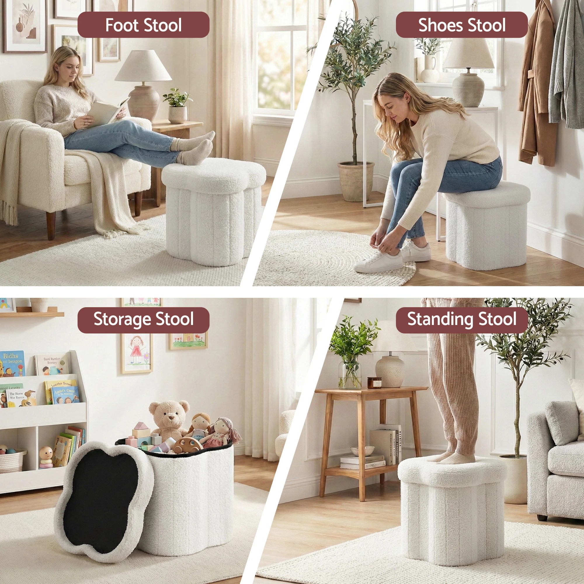 3 Artiss Storage Ottoman Foot Stool Foldable - White, 3 of 4