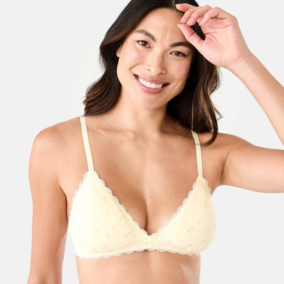 3 2 Pack Pointelle Bralette Yellw Flrl, 3 of 9