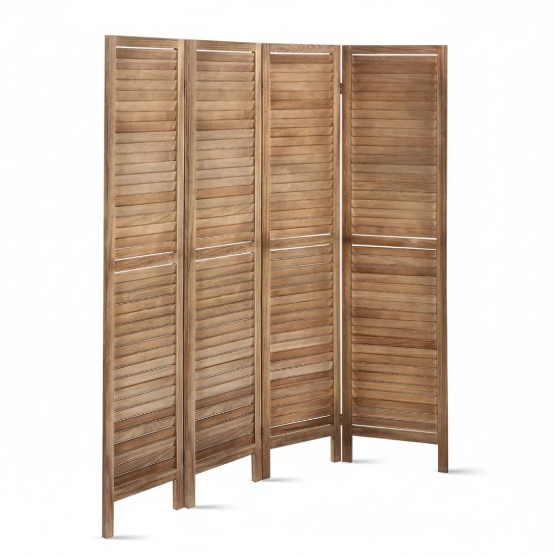 6 Artiss 4 Panel Room Divider Screen 160x170cm Louver - Brown, 6 of 8