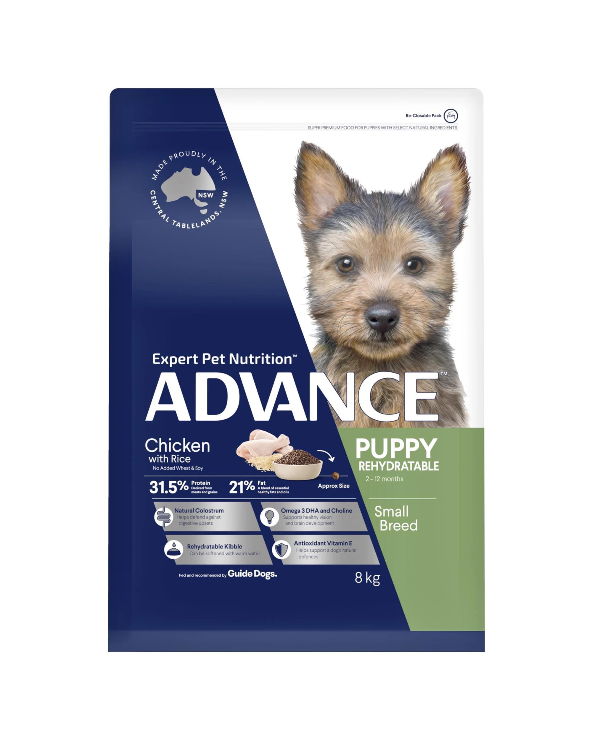 2 Advance Puppy Rehydratable Small Breed Dry Dog Food Chicken w/ Rice 8kg, 2 of 3
