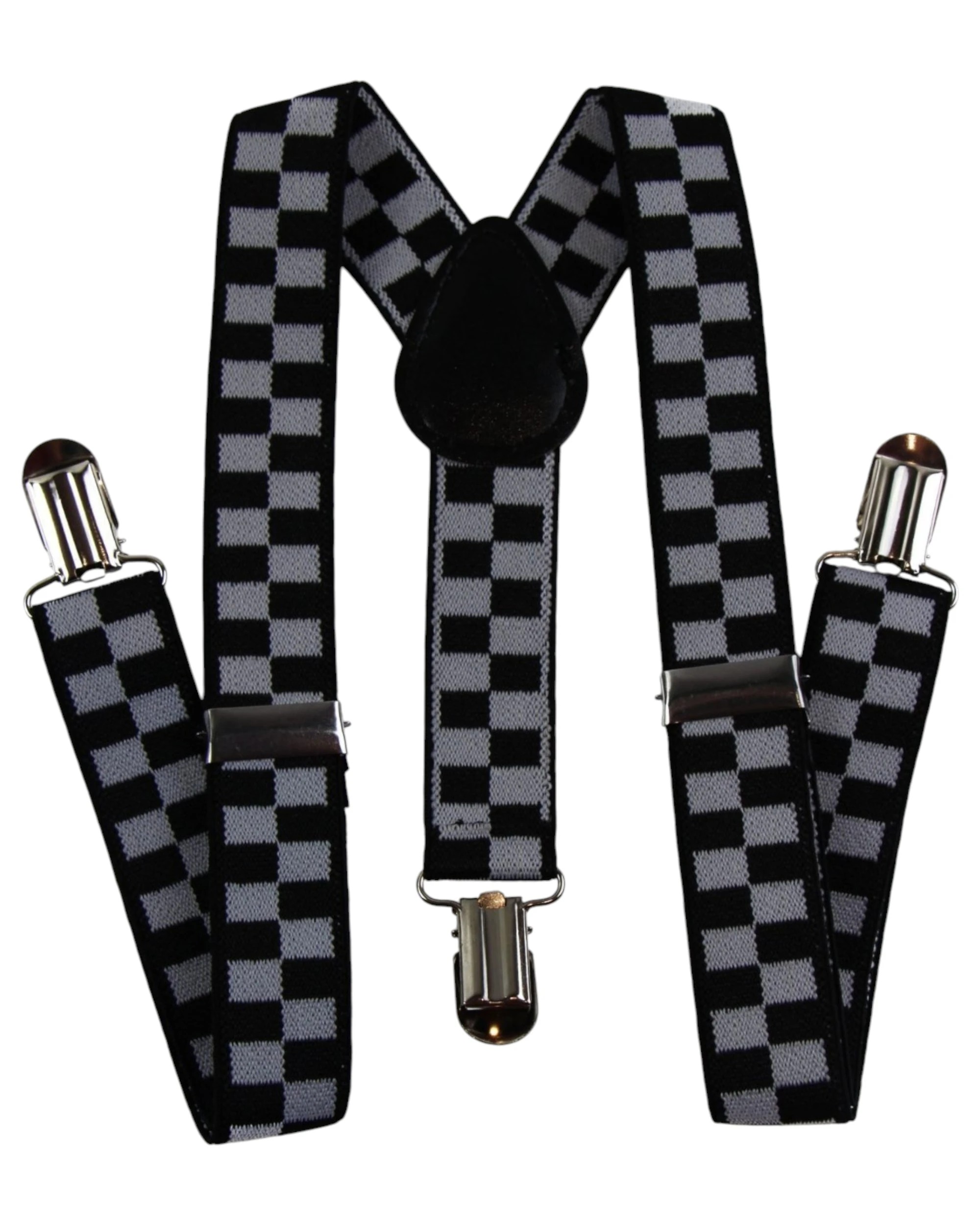1 Zasel Boys Adjustable White & Black Checkered Patterned Suspenders - Multi - Multi, 1 of 4