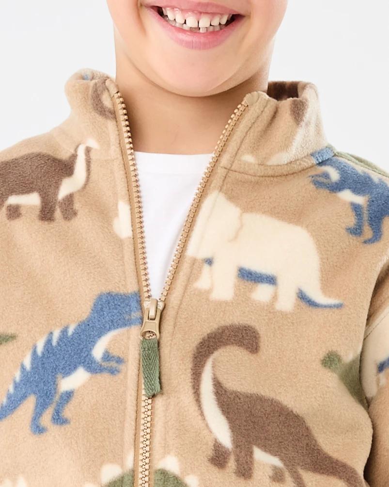 5 Polar Fleece Zip Through Jacket Brn Dino, 5 of 8