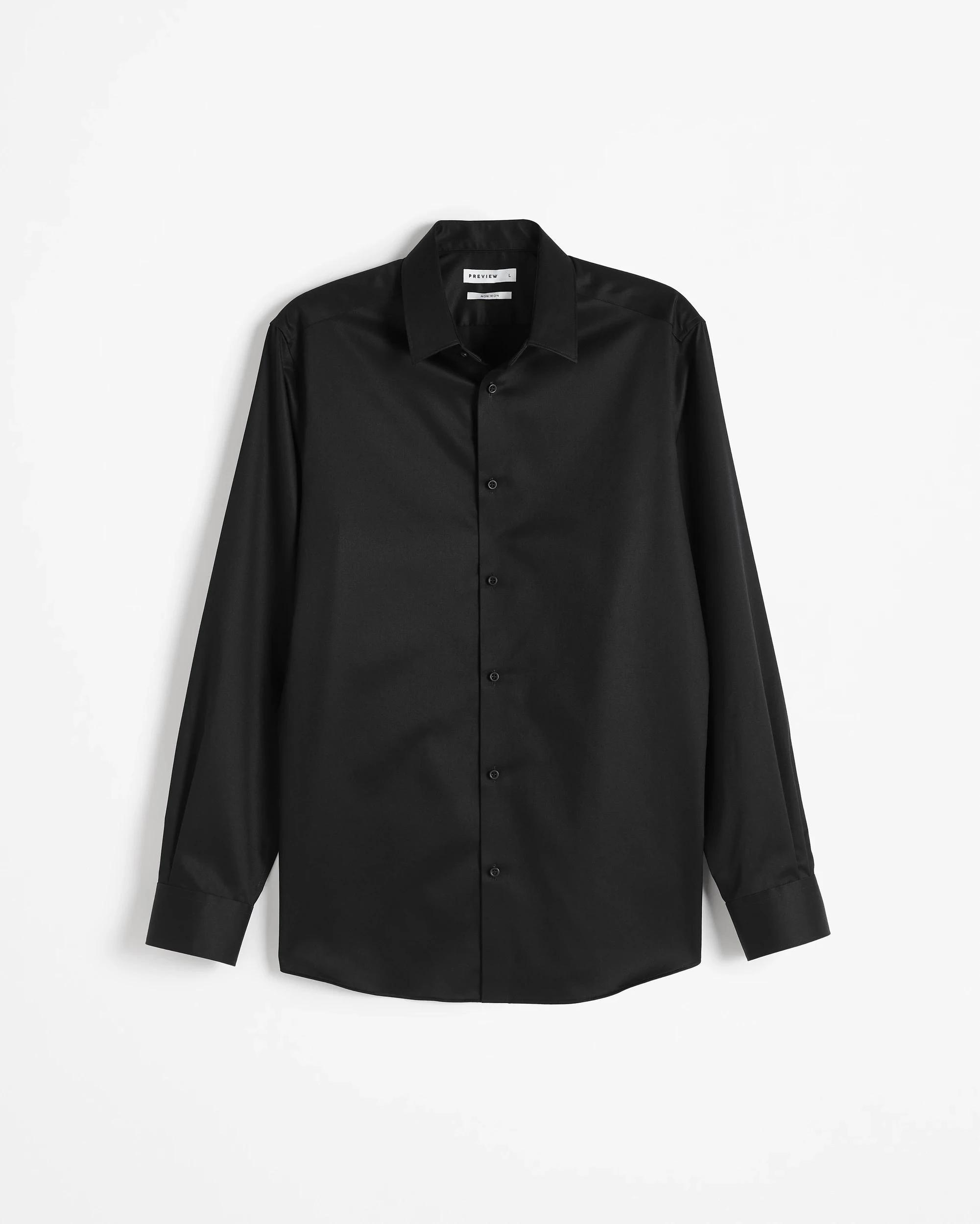 7 Preview Non Iron Long Sleeve Business Shirt BLACK, 7 of 7