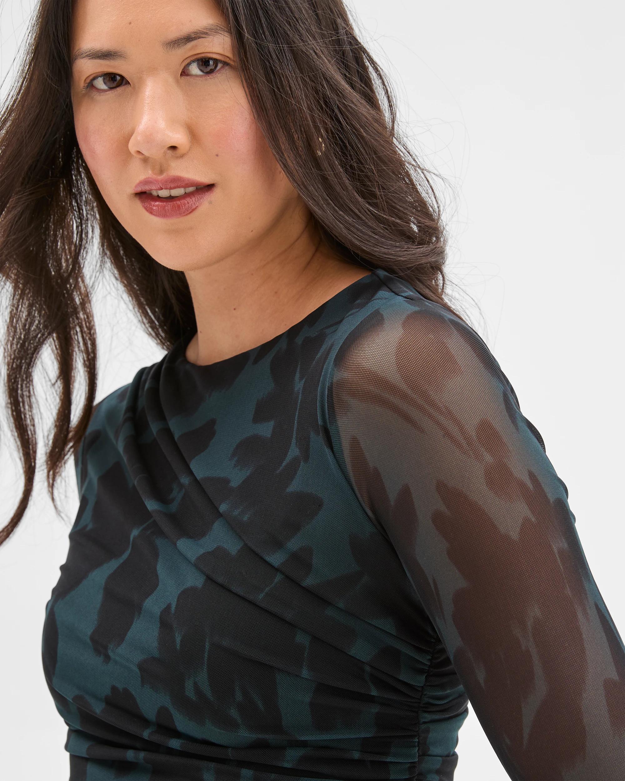 5 Preview Long Sleeve Mesh Top FLORAL BLUR, 5 of 7