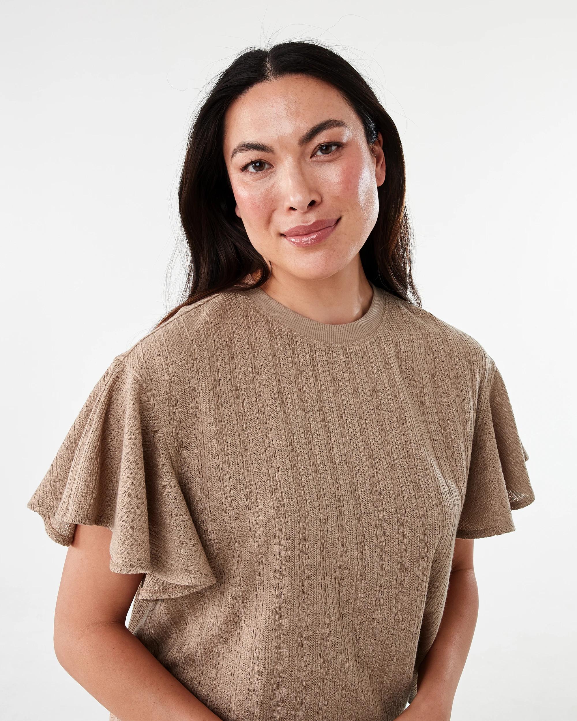 4 Short Sleeve Flutter Top Natural, 4 of 7