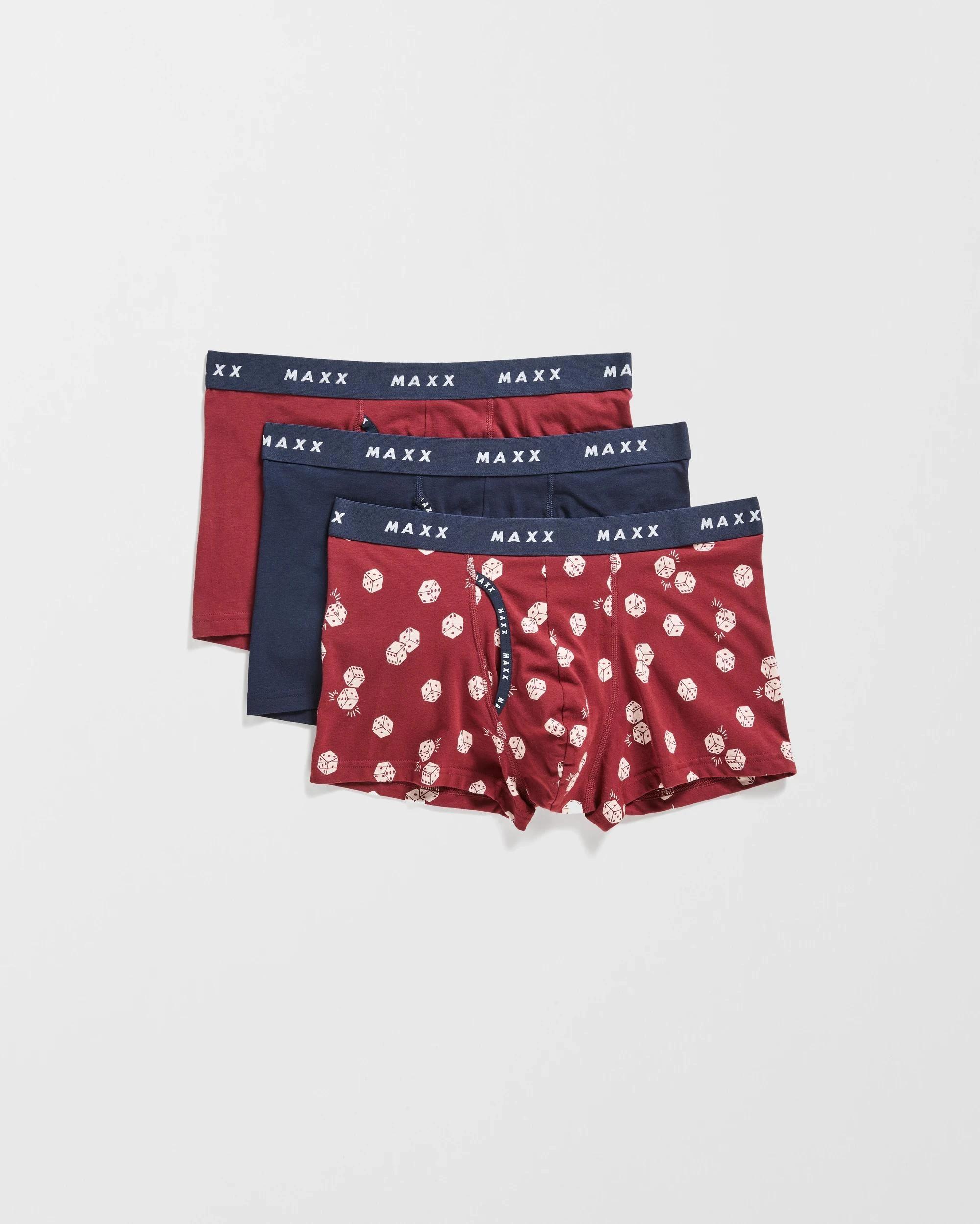 4 Maxx Australian Cotton Blend 3 Pack Mens Flyfront Trunks DICE, 4 of 4