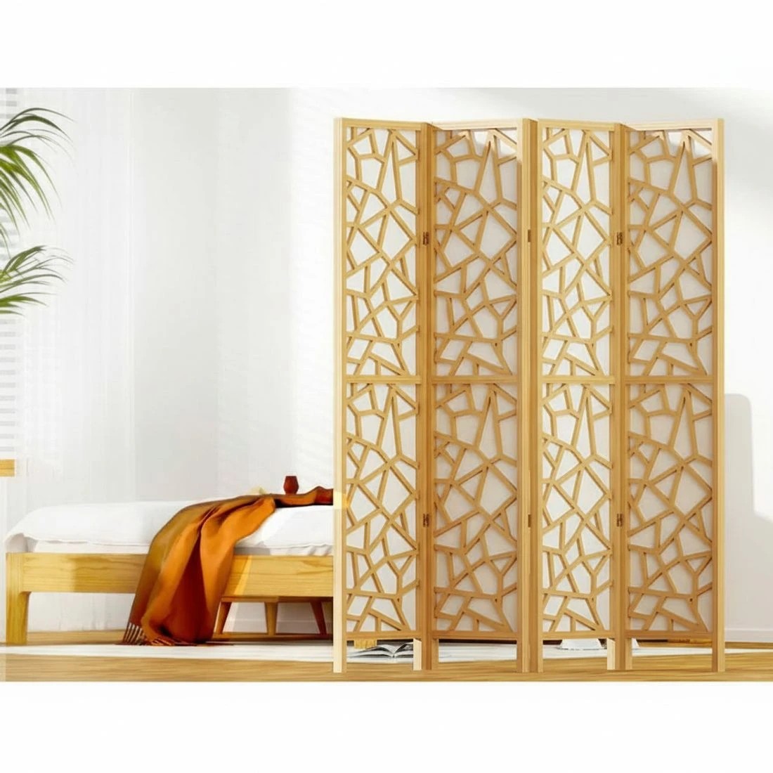 4 Artiss 4 Panel Room Divider Screen 162x170cm Clover - Natural, 4 of 7