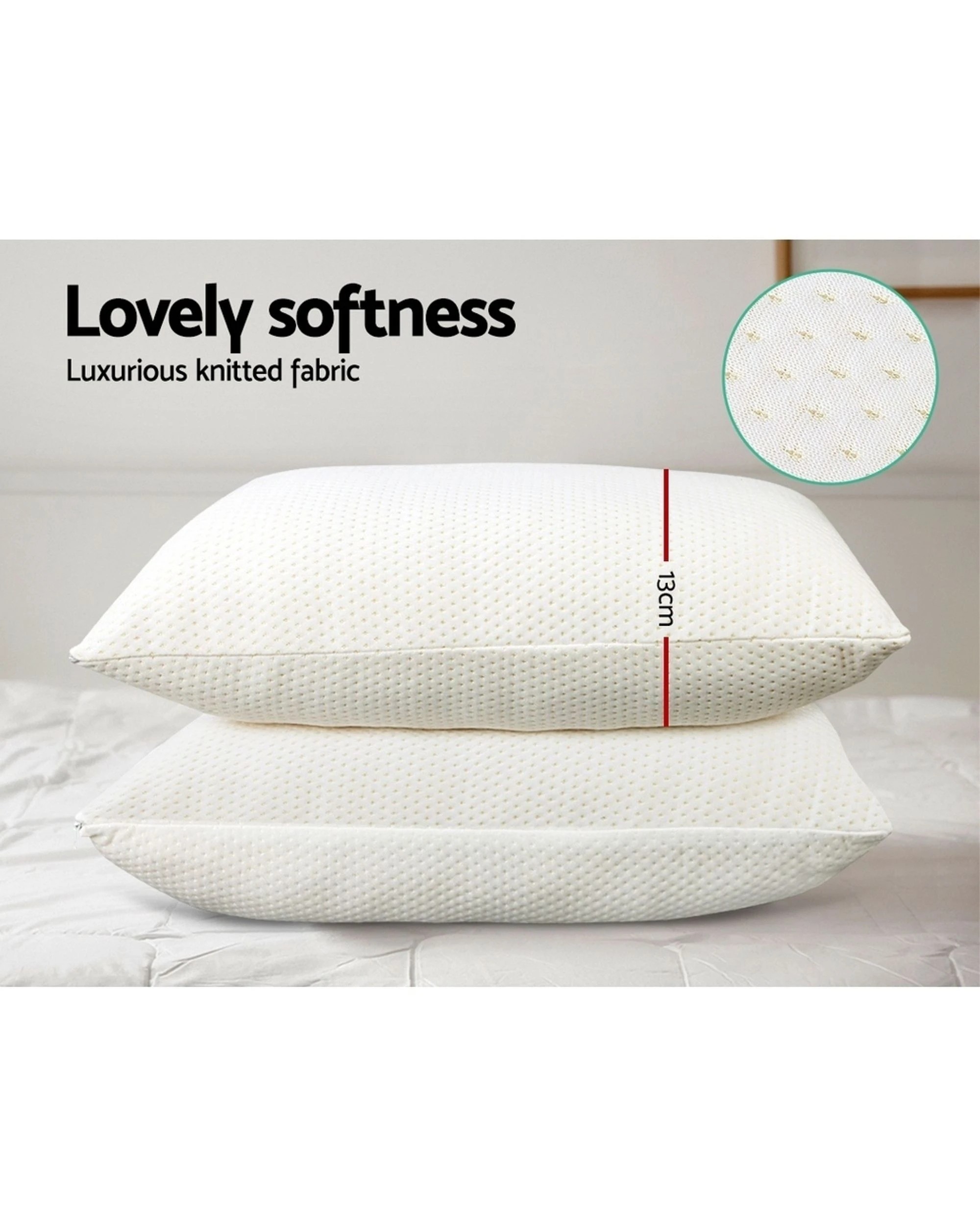 3 Giselle Bedding Memory Foam Pillow 13cm Thick Twin Pack
 - White, 3 of 3