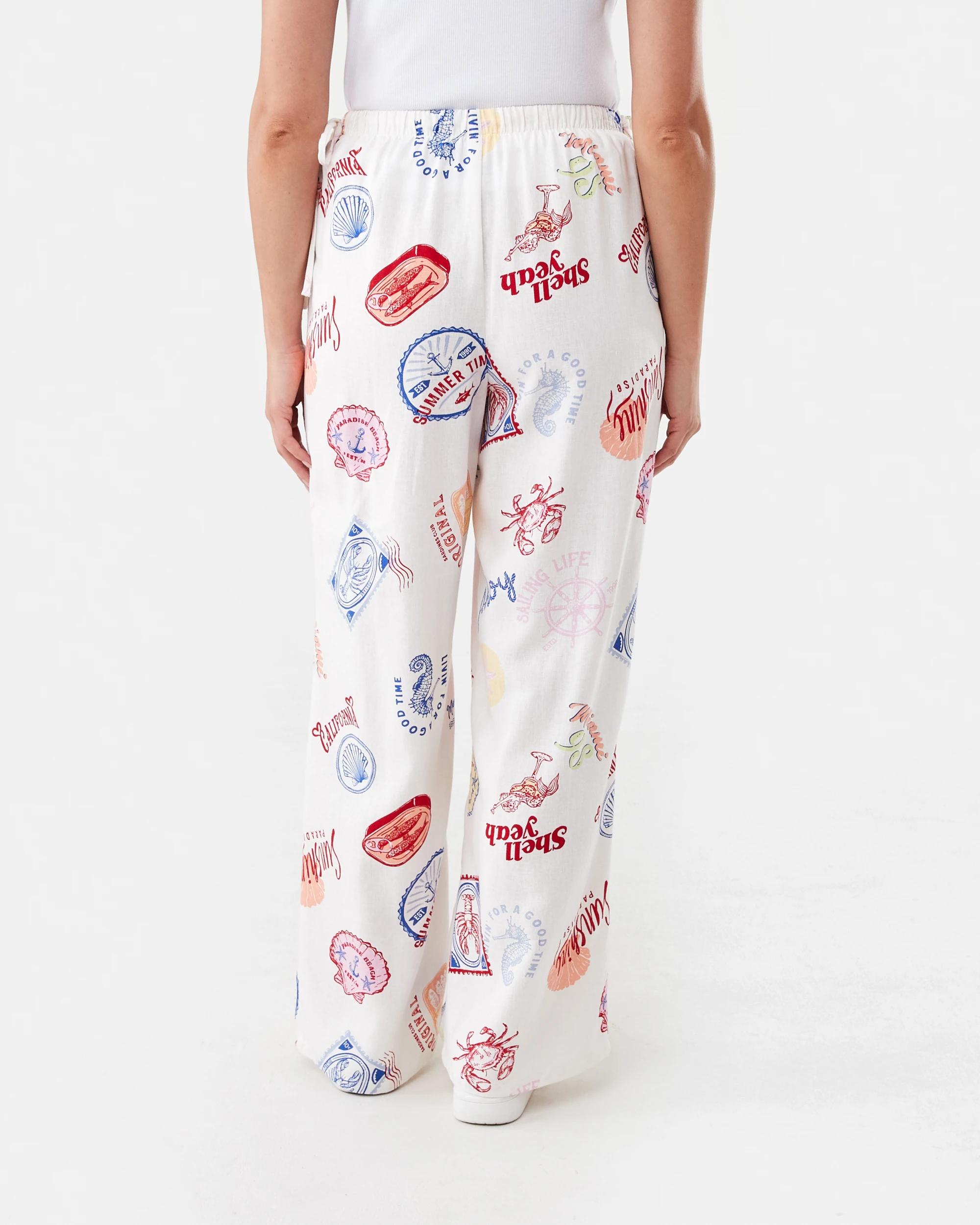 3 Linen Blend Side Tie Pants Oceanscene, 3 of 7