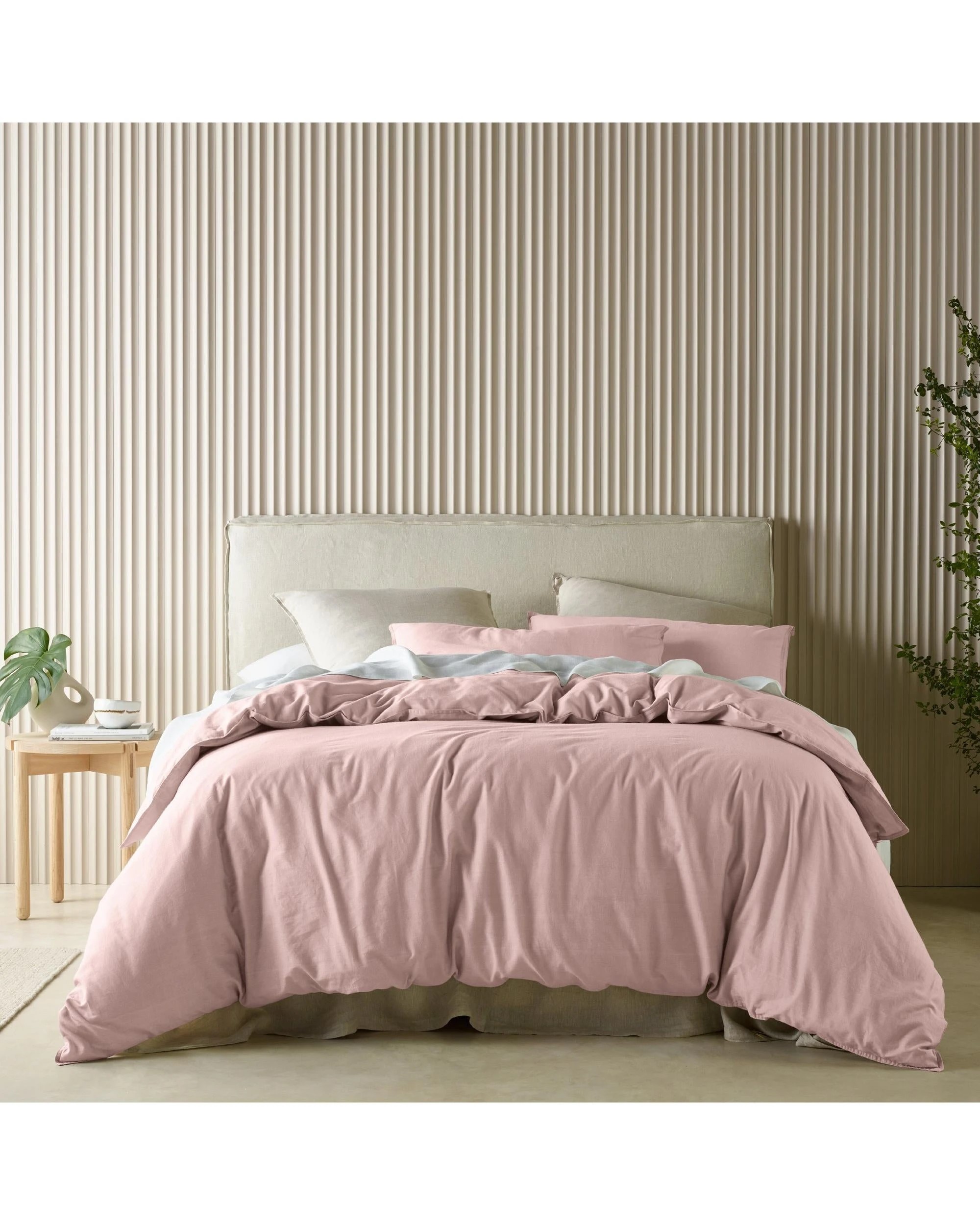 1 Bianca Acacia Quilt Cover Percale Cotton Easy Care Set Queen - Pink, 1 of 3