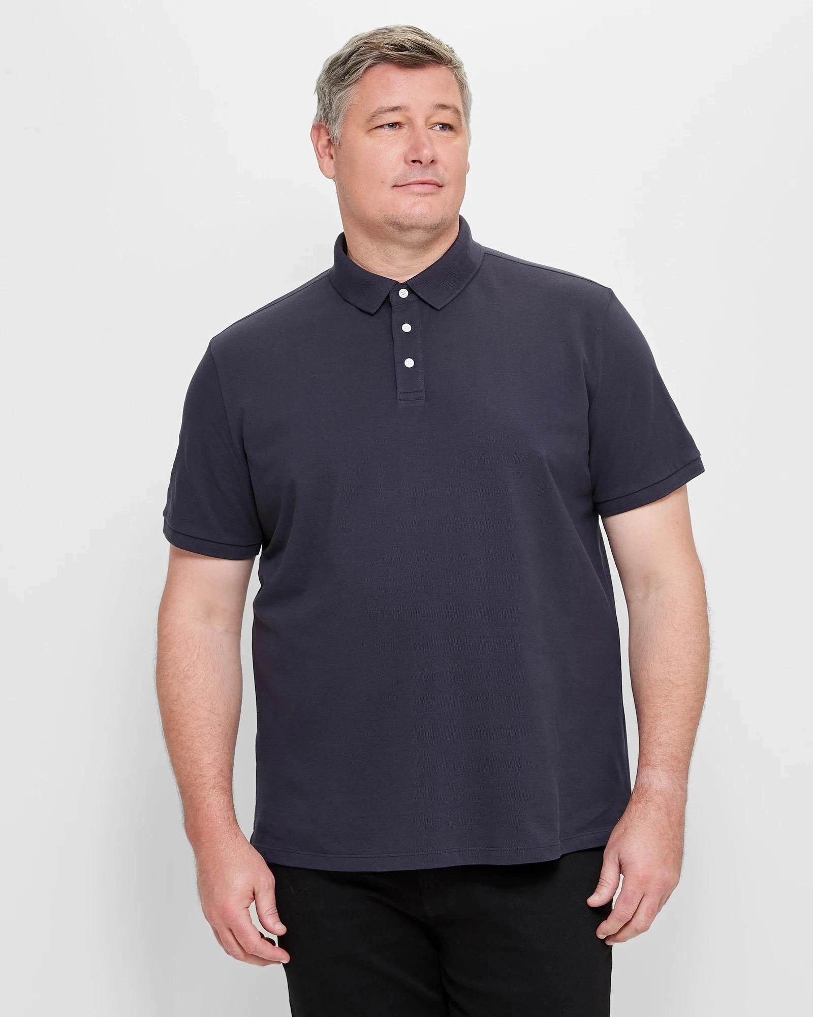 1 Target Man Plus Plus Size Pique Polo Top NAVY BLUE, 1 of 5