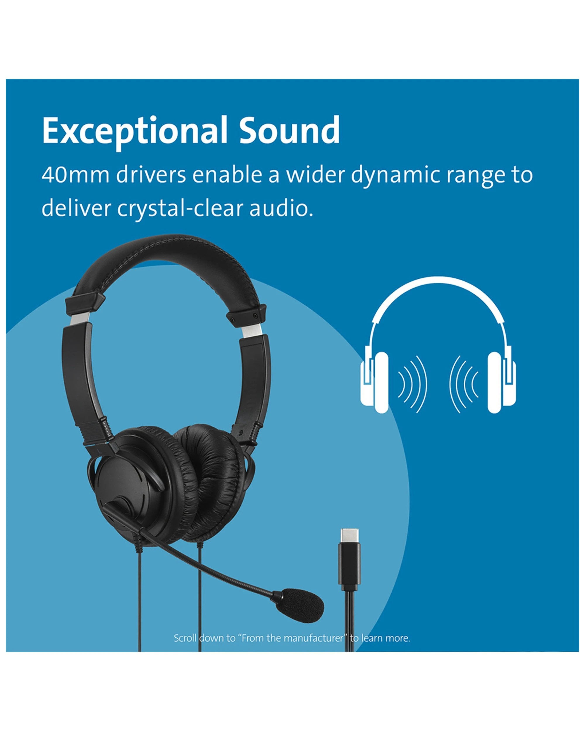 9 KENSINGTON USB-C Headphones USB-C Headset Microphone Headset Safe Listening - Black, 9 of 9