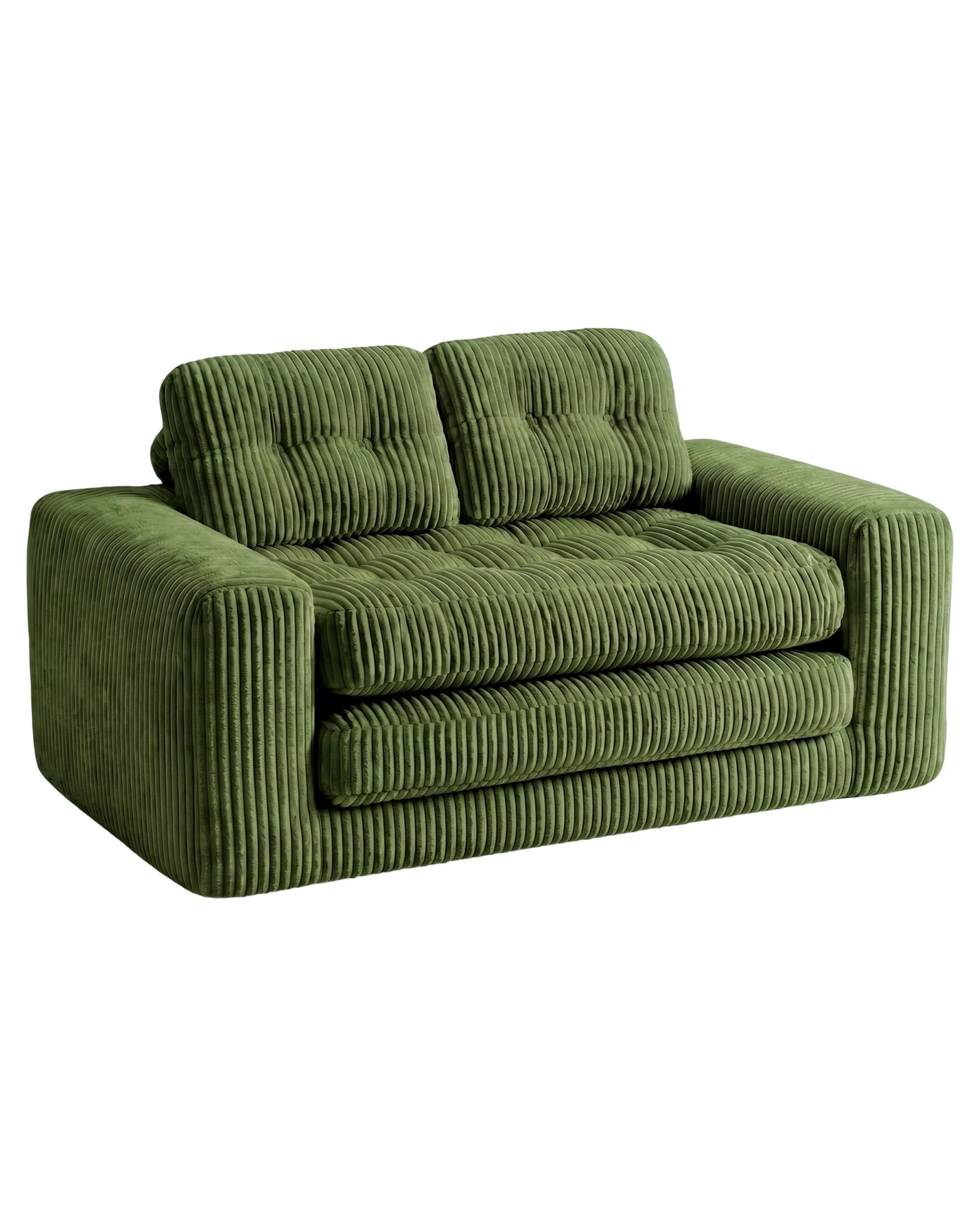 6 Advwin Folding Sofa Bed 2 in 1 Convertible Floor Loveseat Sofa Fold Out Corduroy Sleeper Couch with 2 Pillows - Green, 6 of 8