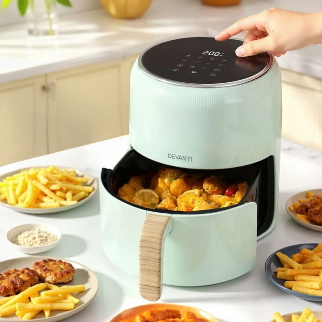 3 Devanti 5L Air Fryer Touch Control 1500W Green - Green, 3 of 6
