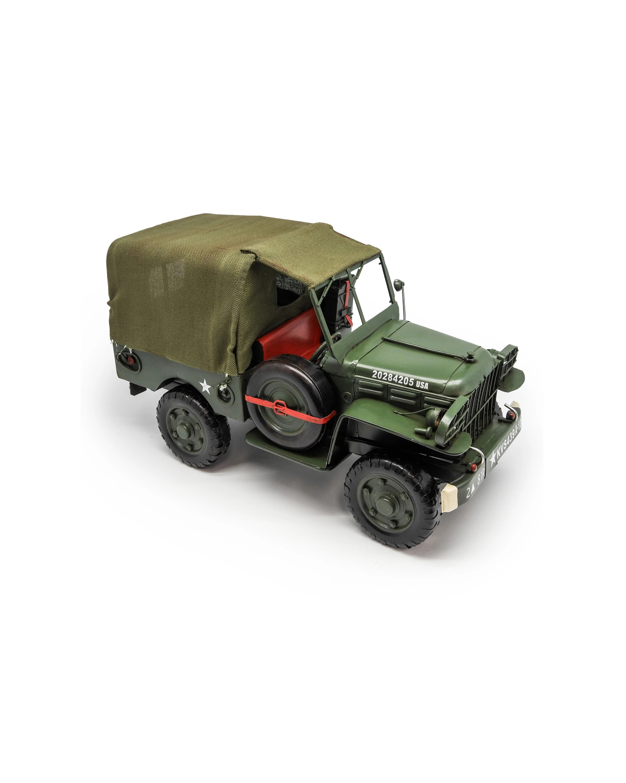 1 Boyle Metal Ornament Figurine Army Jeep Truck 34cm - Green, 1 of 6
