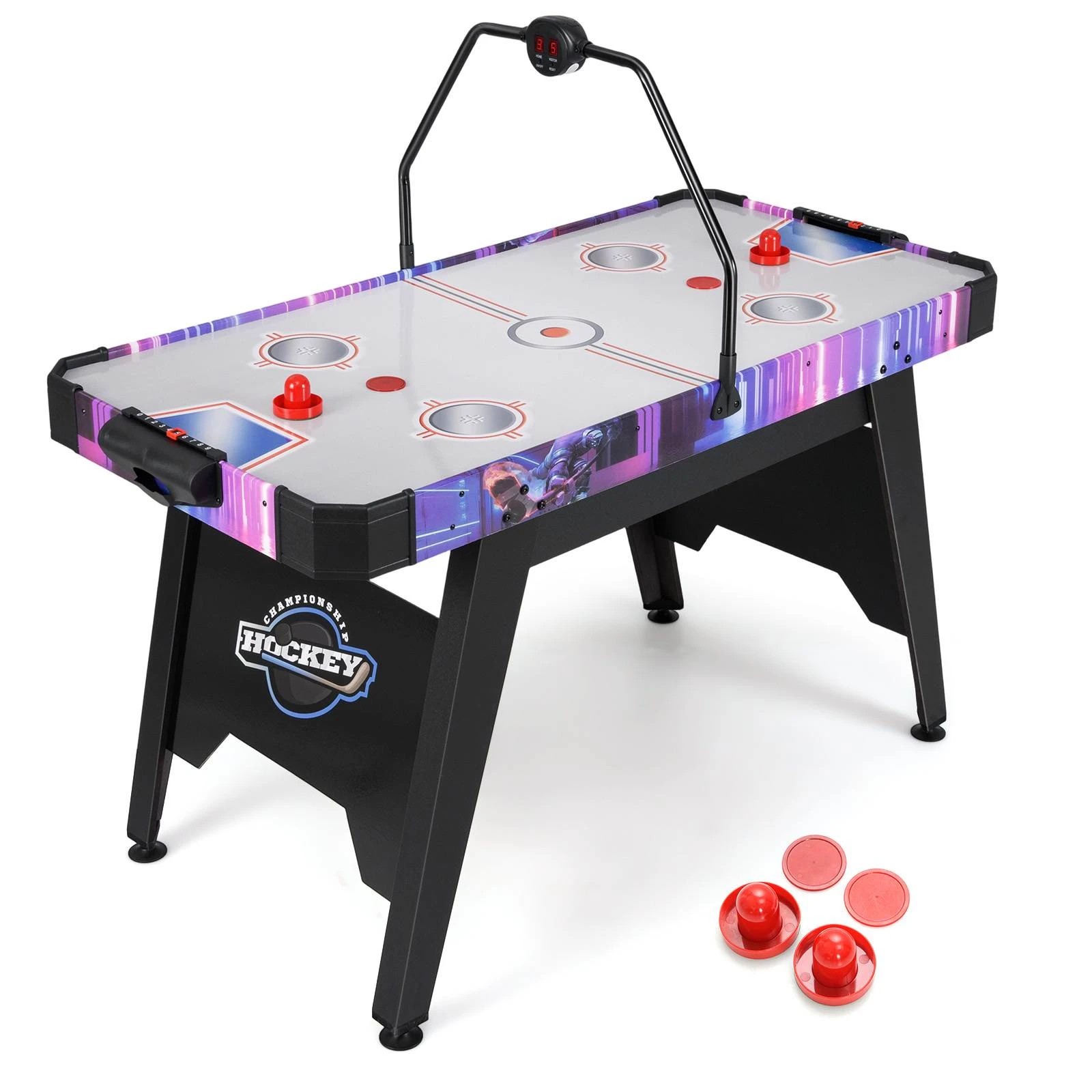 1 Costway 145CM Air Hockey Table Full Size Arcade Style Game Table w/Powerful 12V Motor, 1 of 1