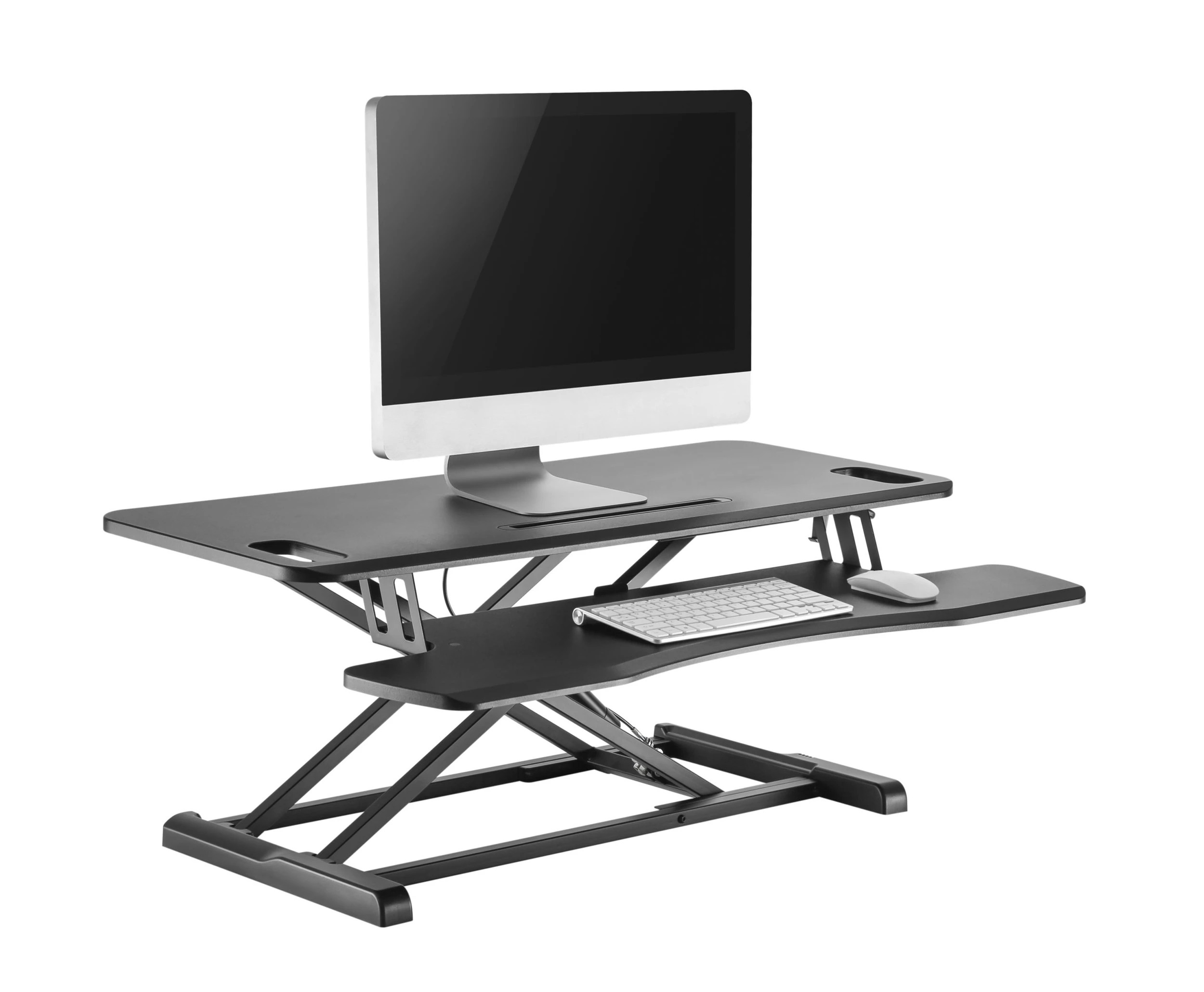 2 Brateck Spring Sit Stand Desk Converter with Keyboard Tray - Black, 2 of 2