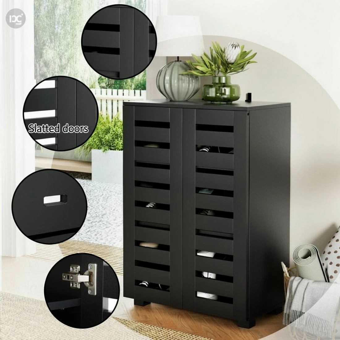 6 Artiss Shoe Rack Storage Cabinet 20 Pairs 5-tier - Black, 6 of 8