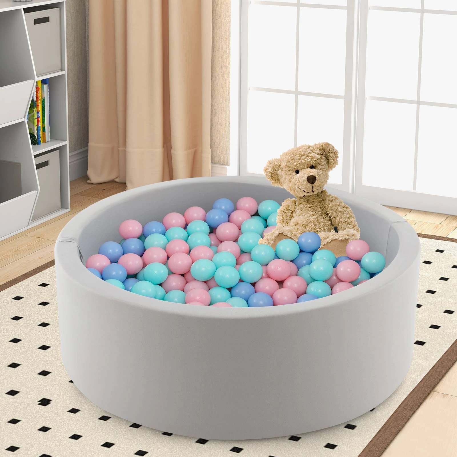 2 Costway Ball Pit Pool Foam Ball Pit Soft Round Ball Pit Ocean Ball - Pink, 2 of 2