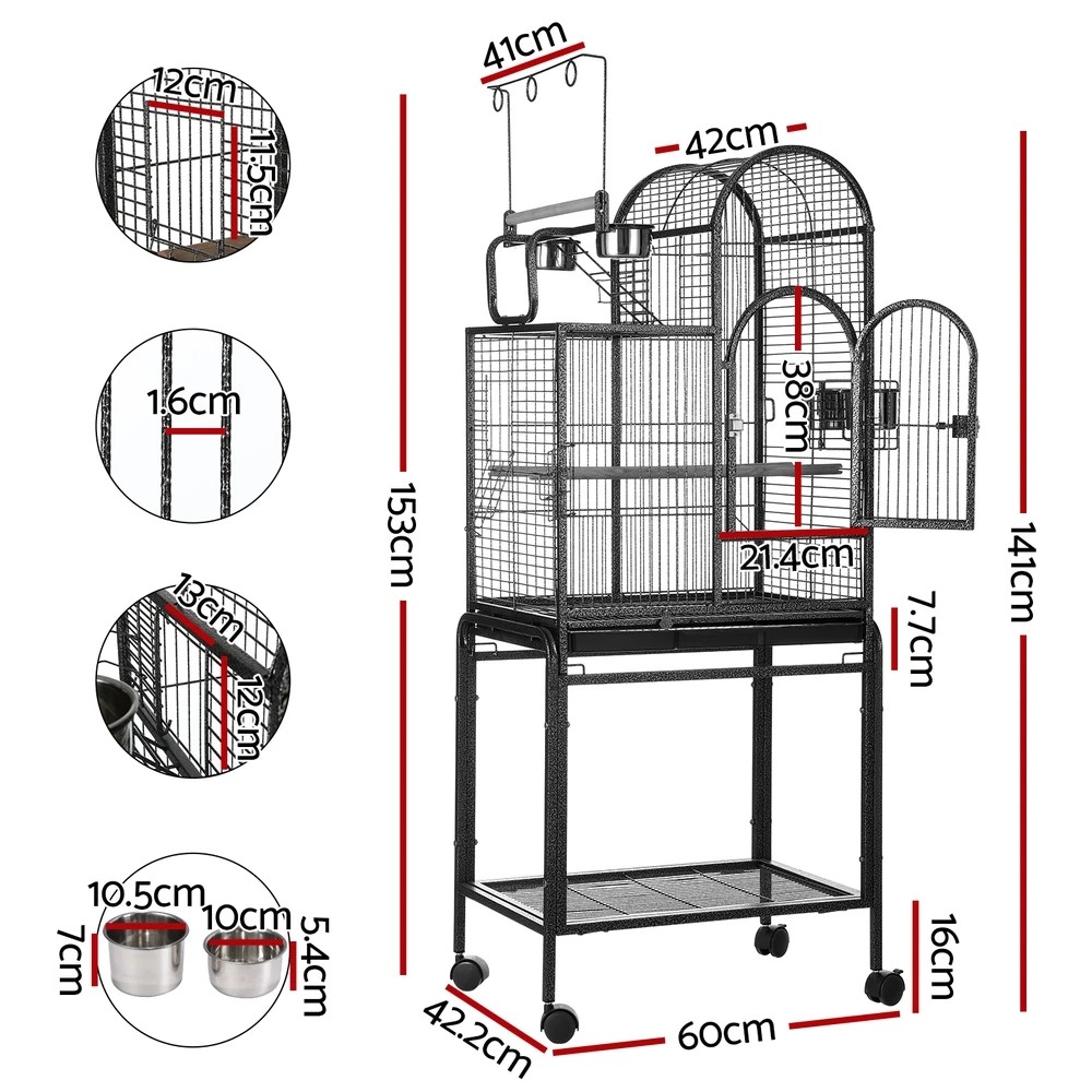 2 i.Pet Bird Cage 153cm Large Aviary - Black, 2 of 6