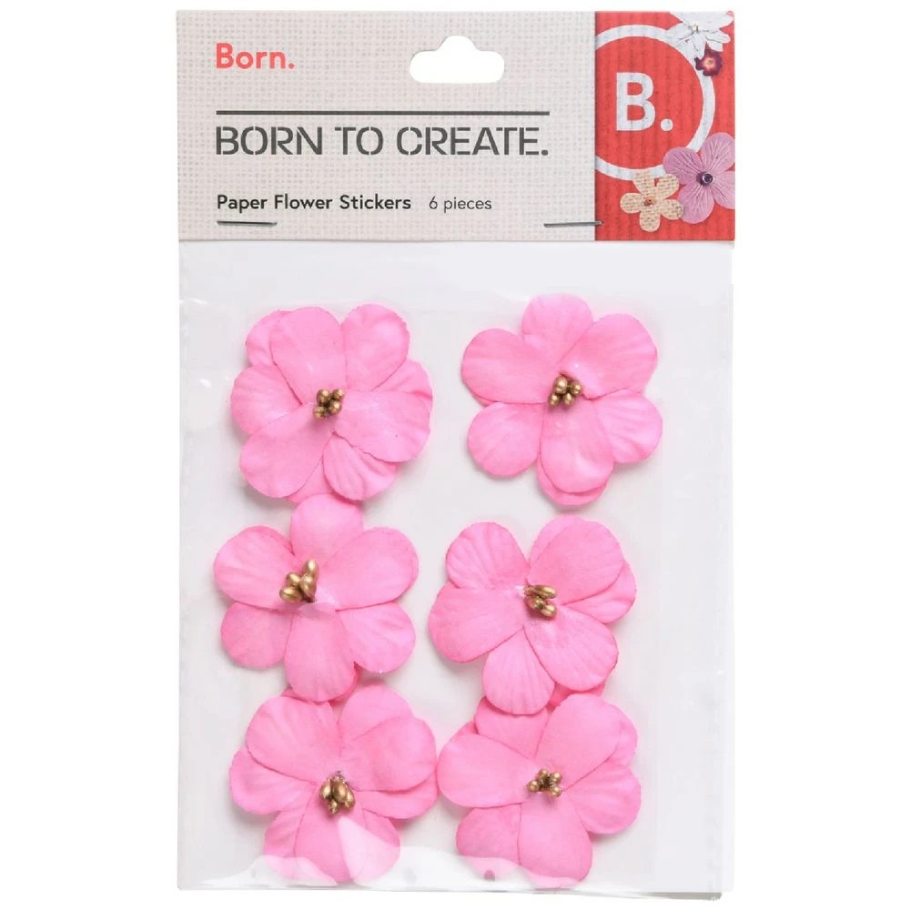 1 Born Paper Floral Stickers Daisy 6 Pack, 1 of 2