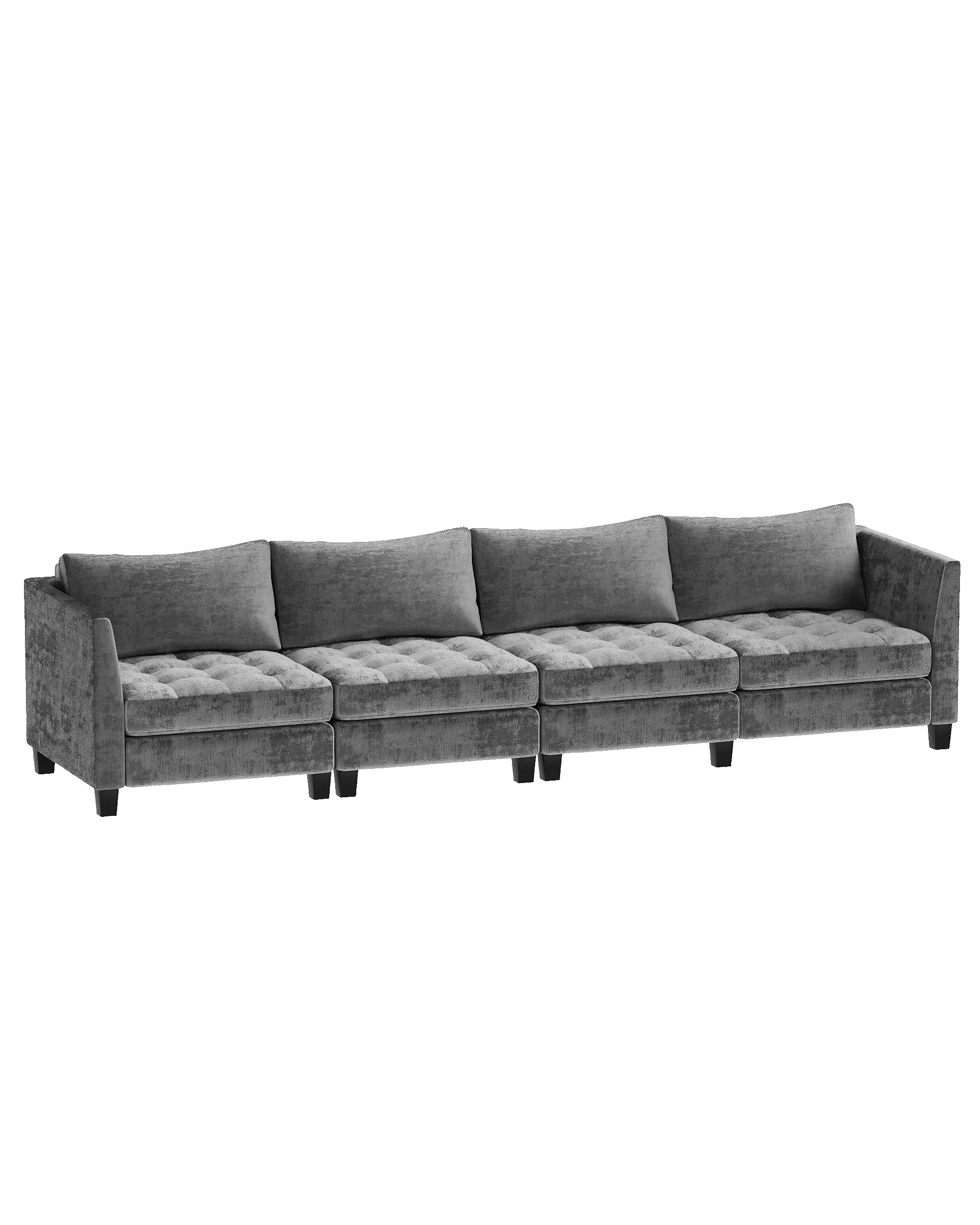 3 Advwin 4 Seaters Sofa Chenille Fabric   - Grey, 3 of 7