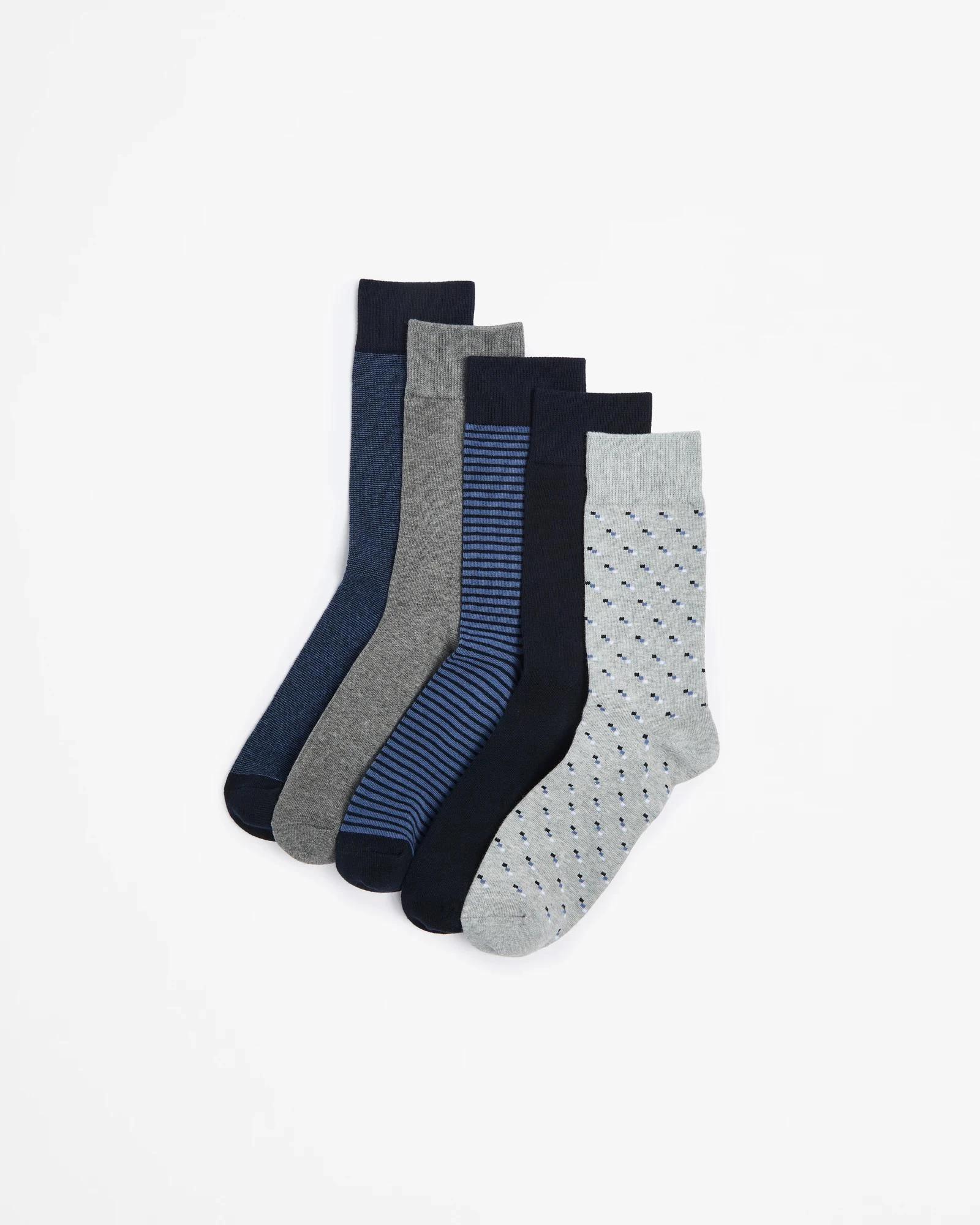 1 Australian Cotton Blend 5 Pack Business Crew Socks - Maxx BLUES, 1 of 3