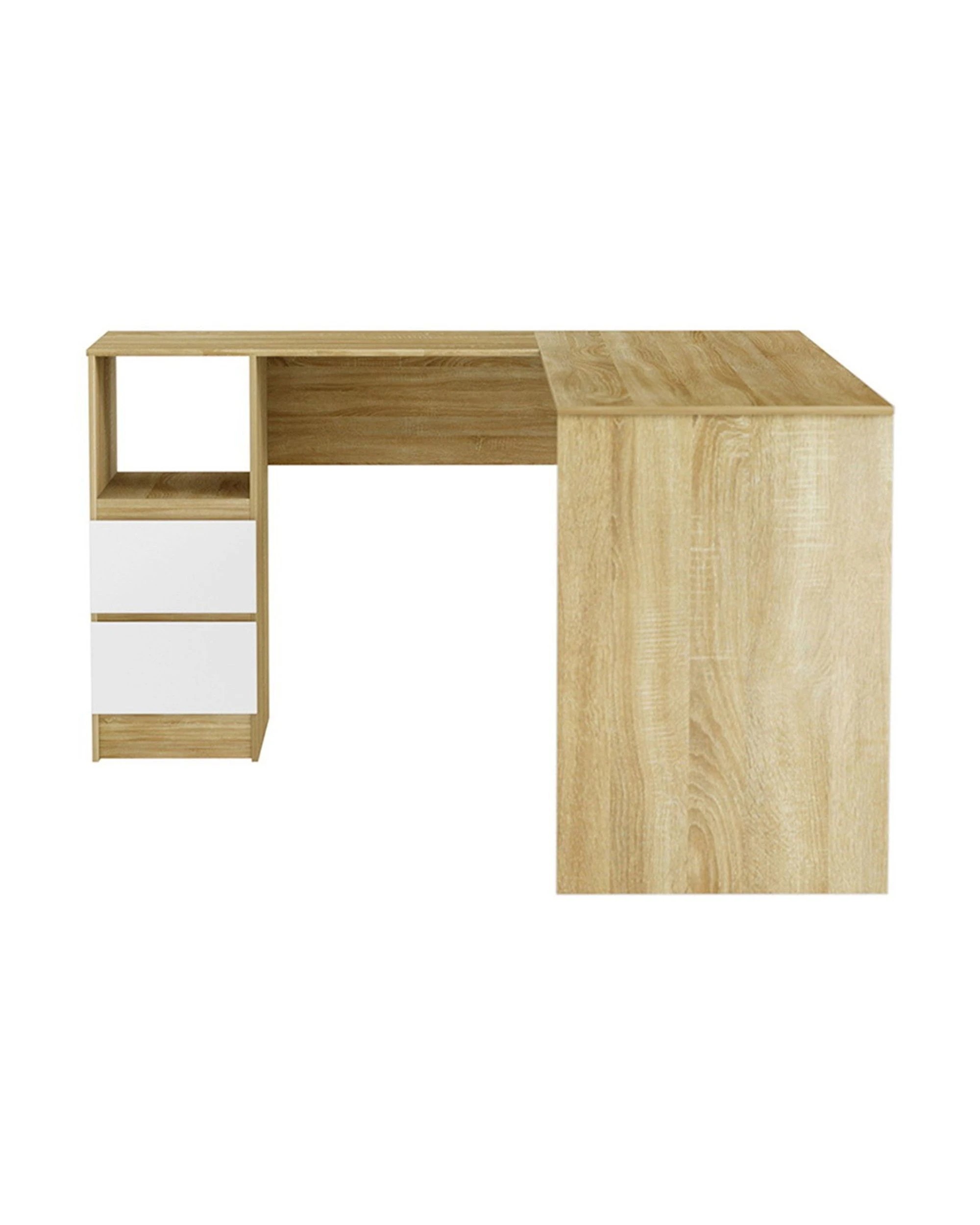 3 Artiss Computer Desk Drawer Cabinet L-shape 136cm
 - Brown, 3 of 3