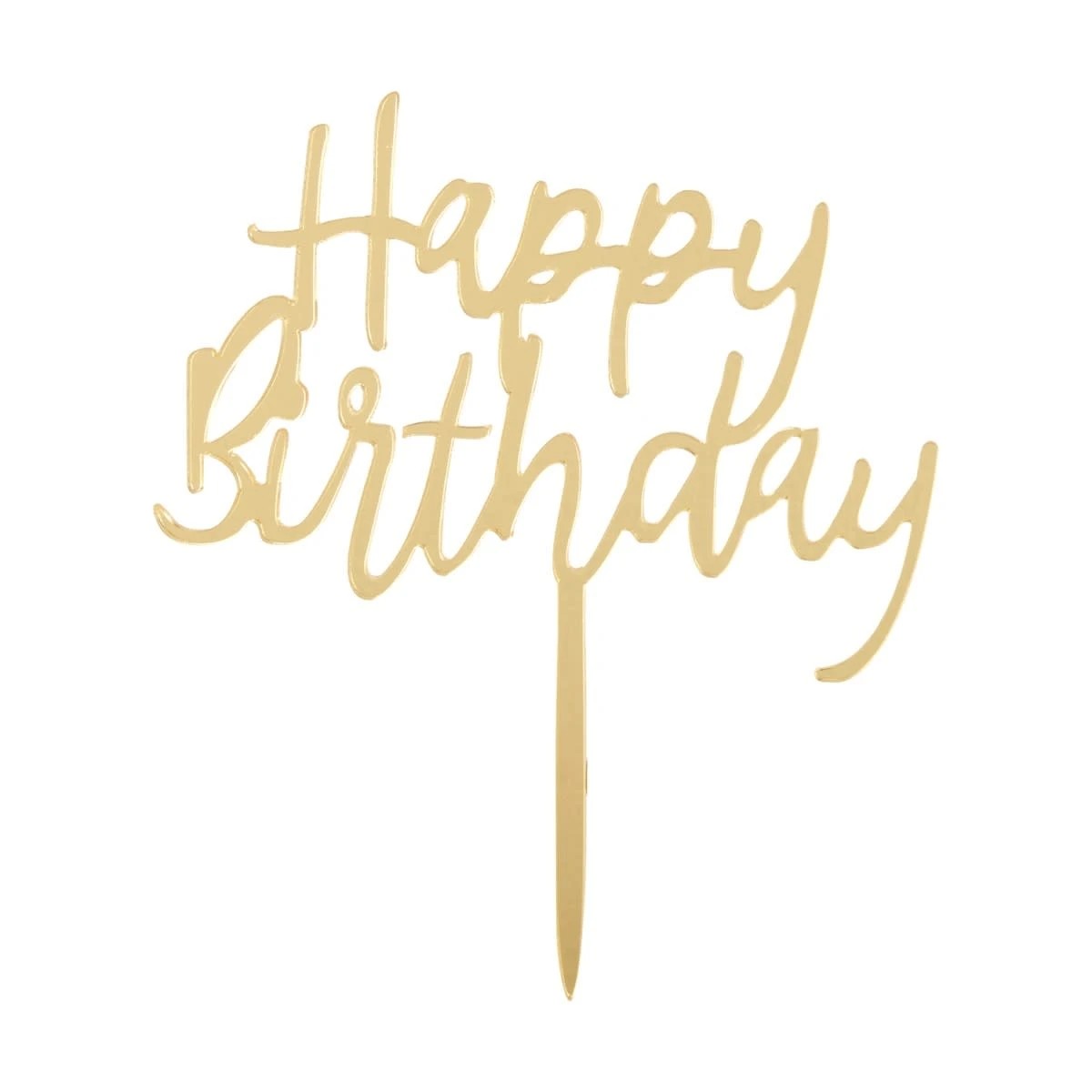 1 Gold Look Happy Birthday Cake Topper, 1 of 4