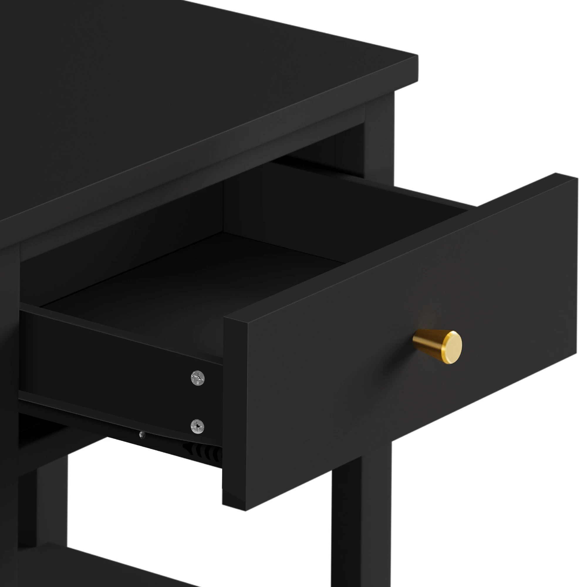 2 Alfordson Bedside Table Hamptons Nightstand Storage Side End 1 Drawer - Black, 2 of 10