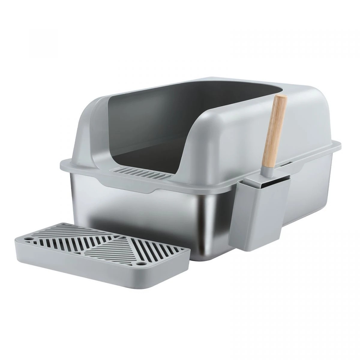 1 Pet Scene Stainless Steel Cat Litter Box XL Pet Toilet Kitty High Sided, 1 of 1
