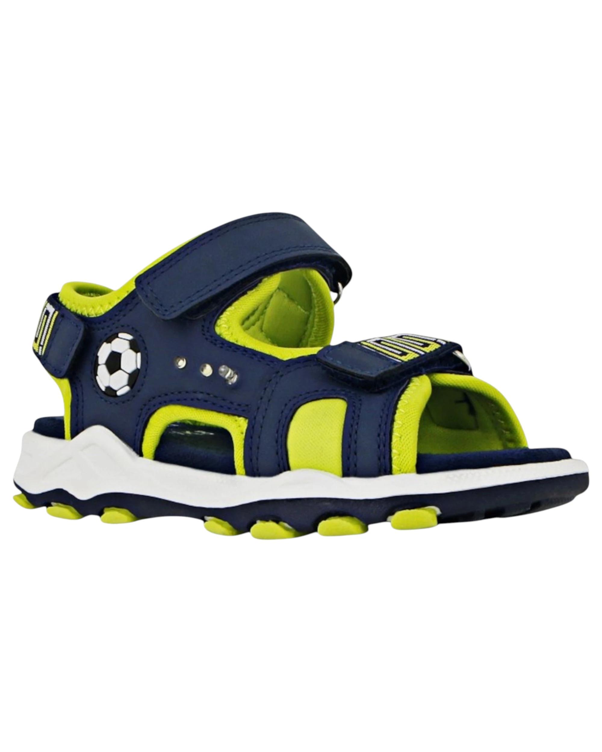 1 Lightning Bolt Kids Boys Dax Strap Sandals NAVY/LIME, 1 of 3