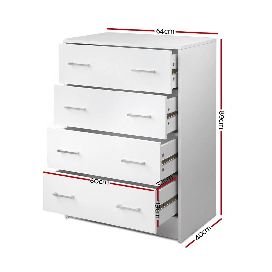 4 Artiss 4 Chest of Drawers - White, 4 of 10
