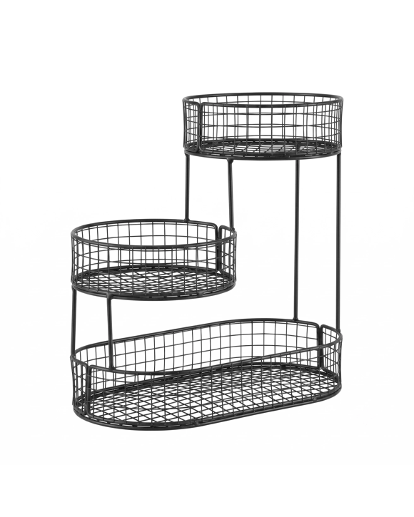 5-Star Chef 3 Tier Fruit Basket Bowl Space Saving Kitchen Food Storage Organiser - Black