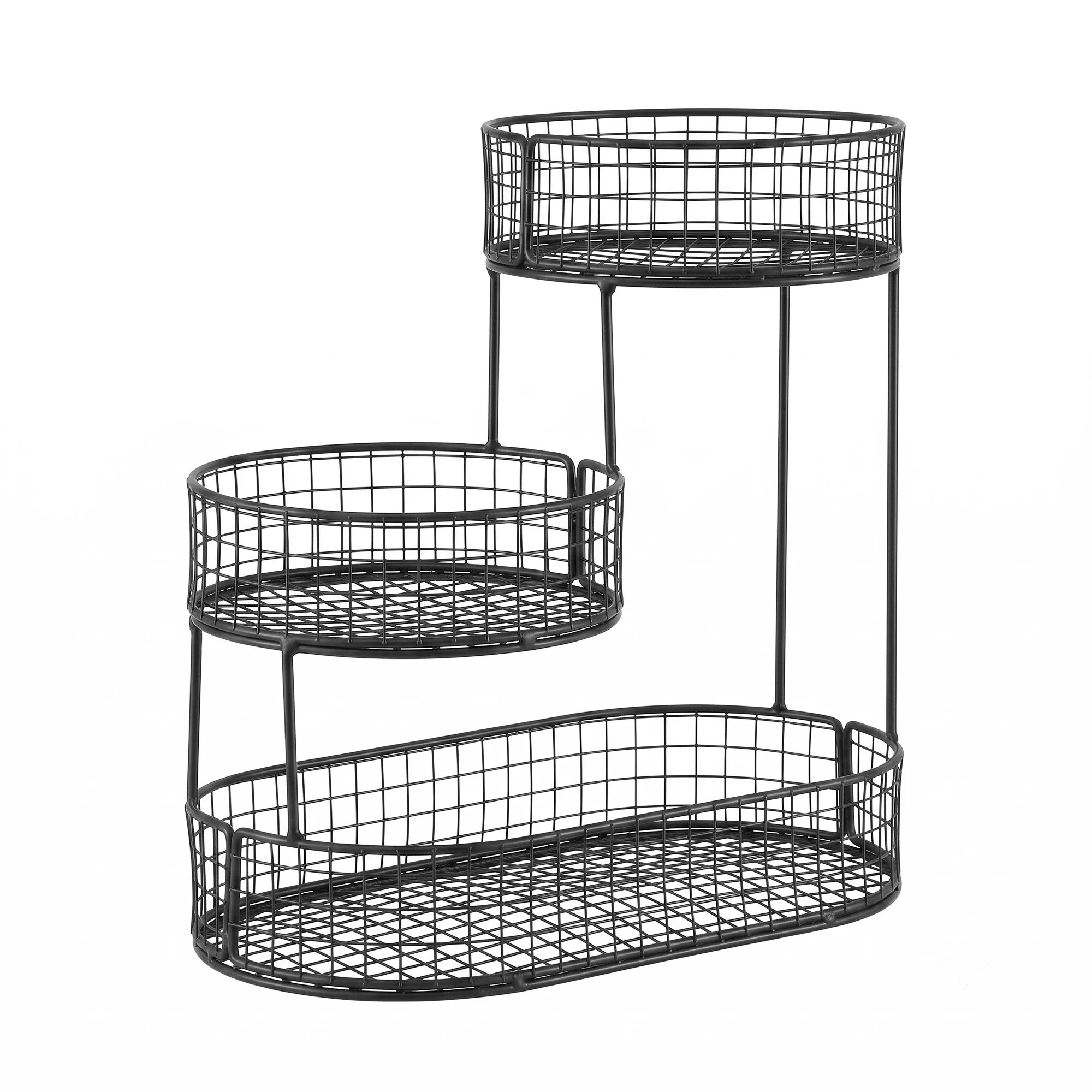 1 5-Star Chef 3 Tier Fruit Basket Bowl Space Saving Kitchen Food Storage Organiser - Black, 1 of 7