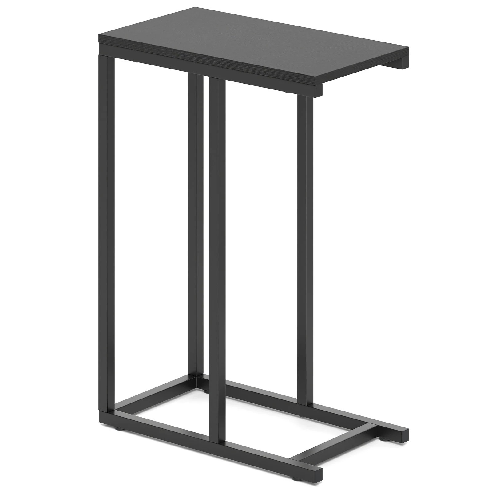 1 Costway C-Shaped Side Table Laptop Desk Sofa End Table Wood Bedside Table, 1 of 4