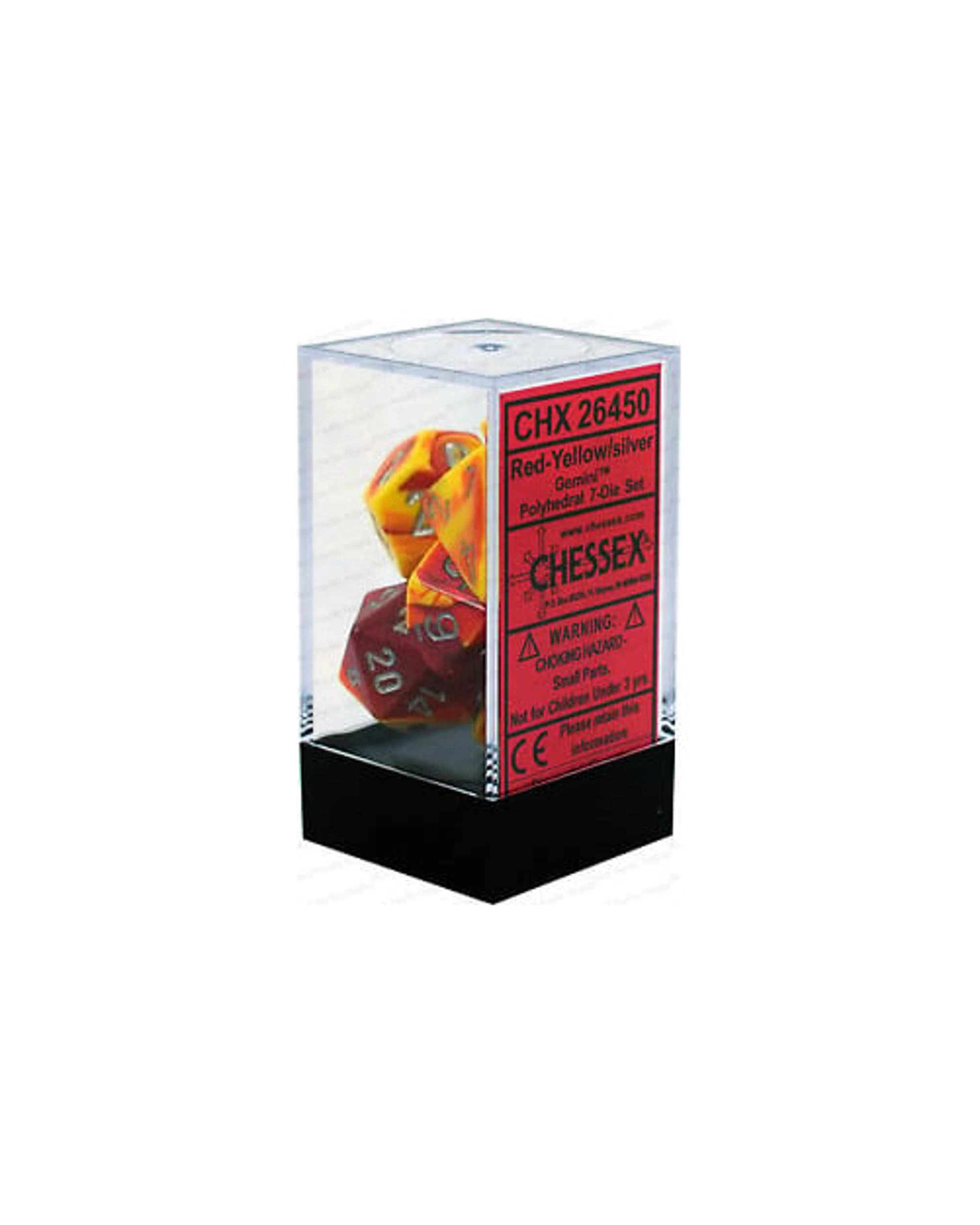2 Chessex Gemini Polyhedral 7-Die Dice Set - Red/Yellow and Silver, 2 of 3