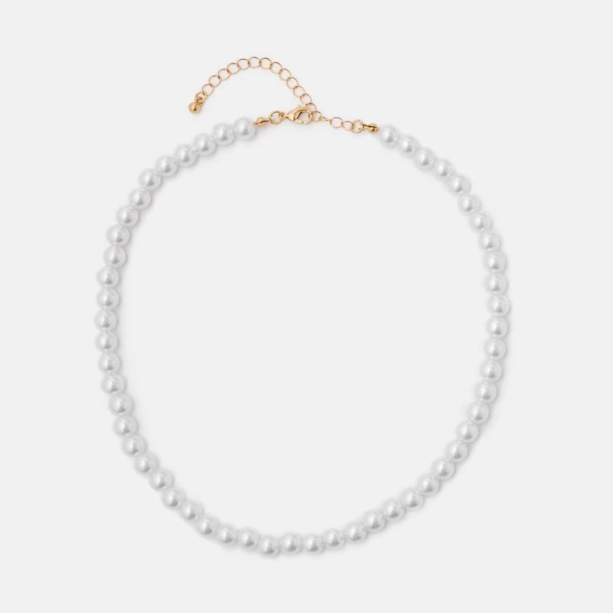 1 Short 8mm Faux Pearl Necklace - White, 1 of 4