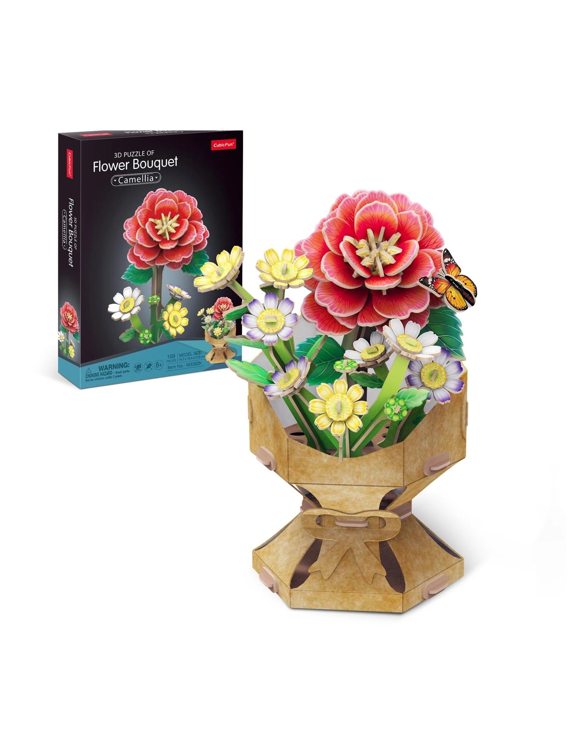 1 CubicFun Flower Bouquet Camelia 3D Jigsaw Puzzle, 1 of 2