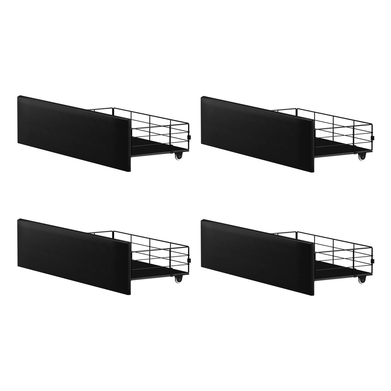 1 Oikiture 4x Trundle Drawers for Bed Frame Base Storage with Wheels - Black, 1 of 9