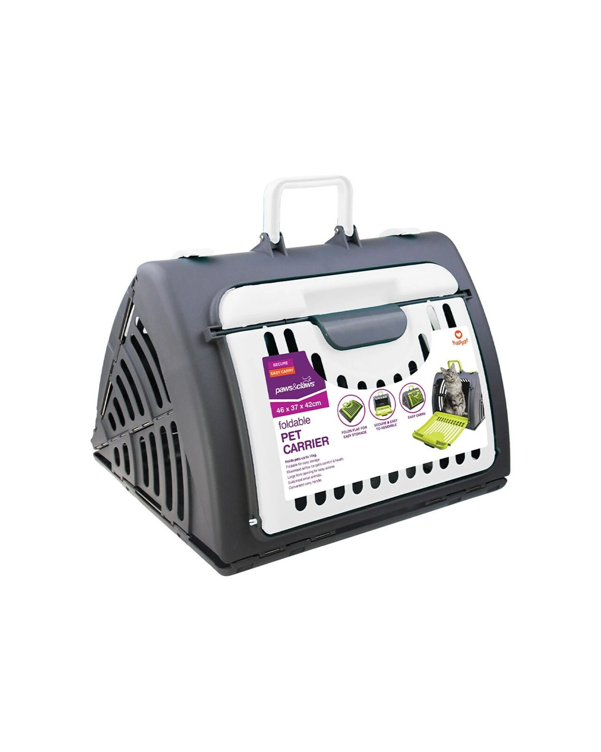 3 Paws And Claws 46cm Collapsible Pet Carrier Foldable Up To 11kg Easy Carry And Store - Assorted, 3 of 3
