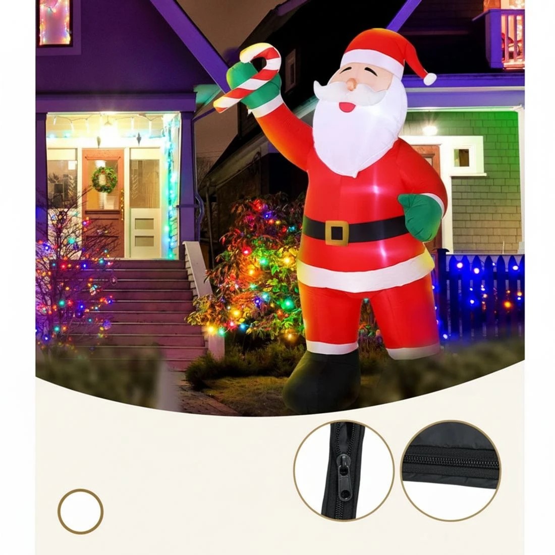 6 Jingle Jollys Christmas Inflatable Santa 3M Illuminated Decorations - Multi, 6 of 7