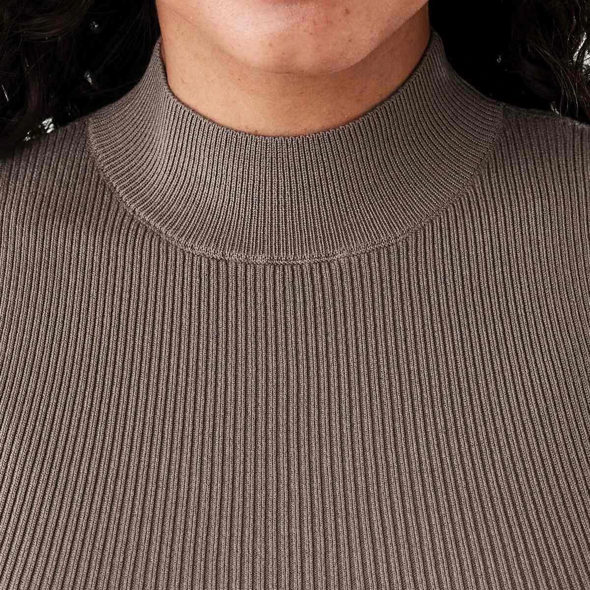 5 Sleeveless Mock Neck Rib Tank Taupe Brn, 5 of 5