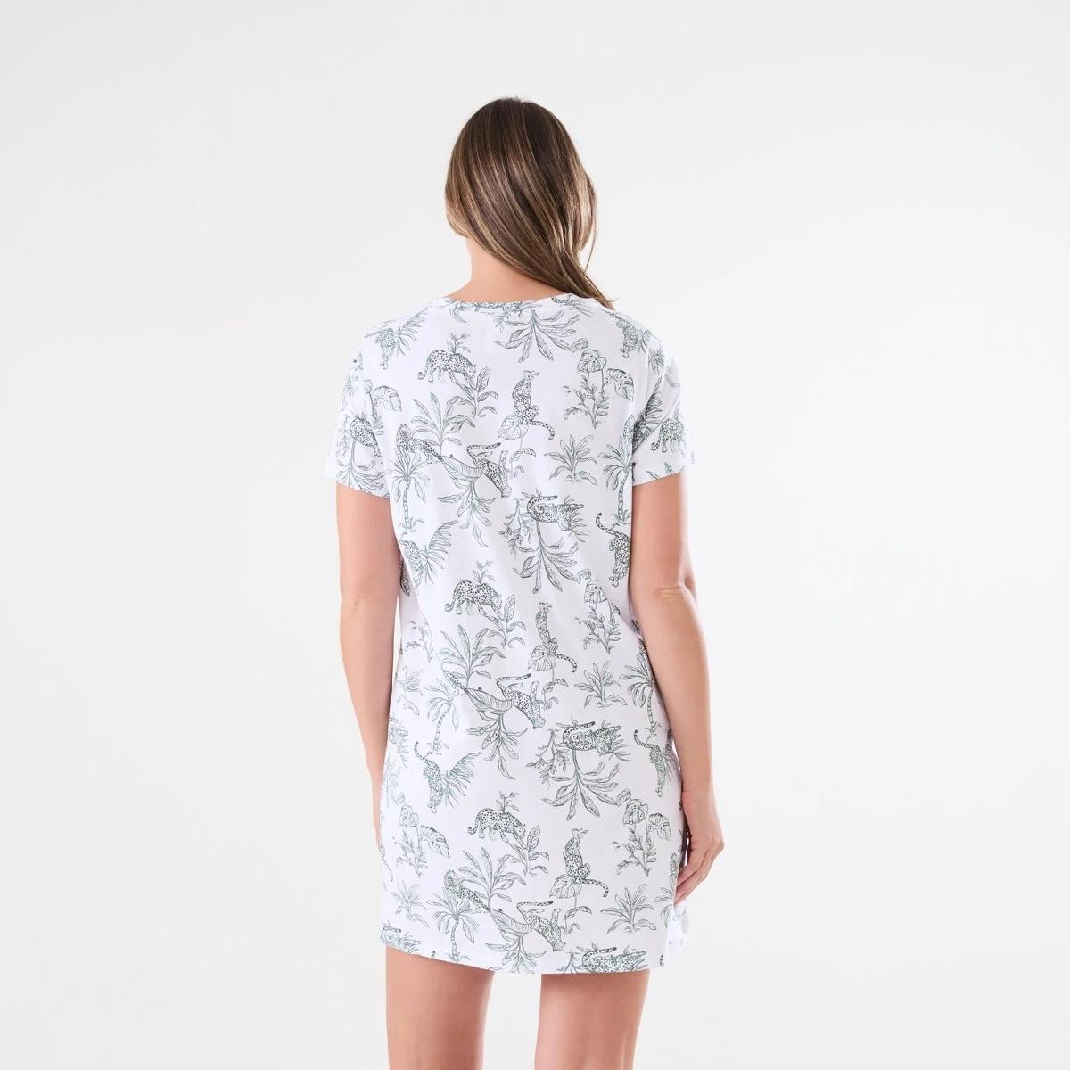 3 Short Sleeve V-Neck Nightie LEOPARDS WHITE, 3 of 5