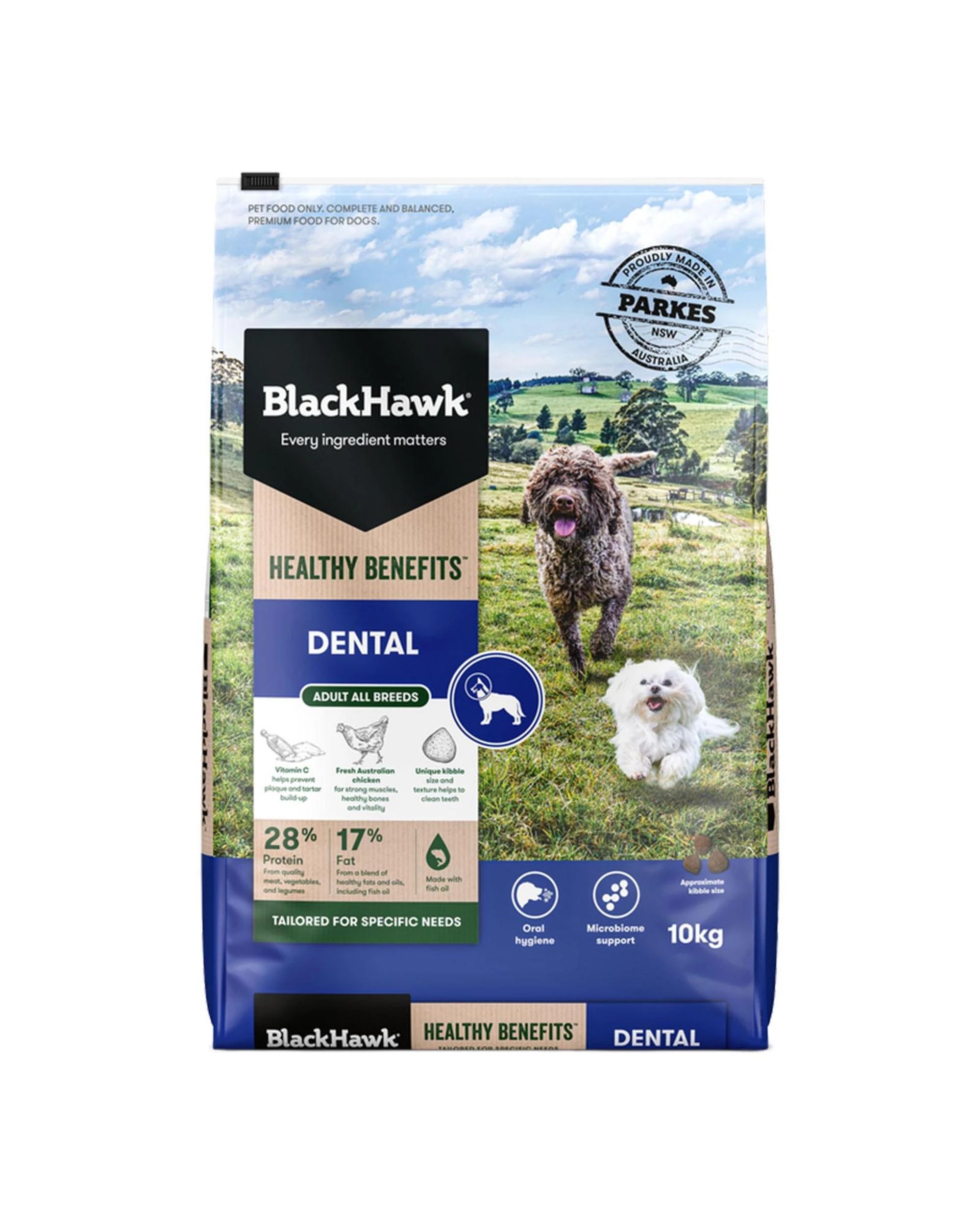 1 Black Hawk Adult All Breeds Healthy Benefits Dental Care Dry Dog Food 10kg, 1 of 10